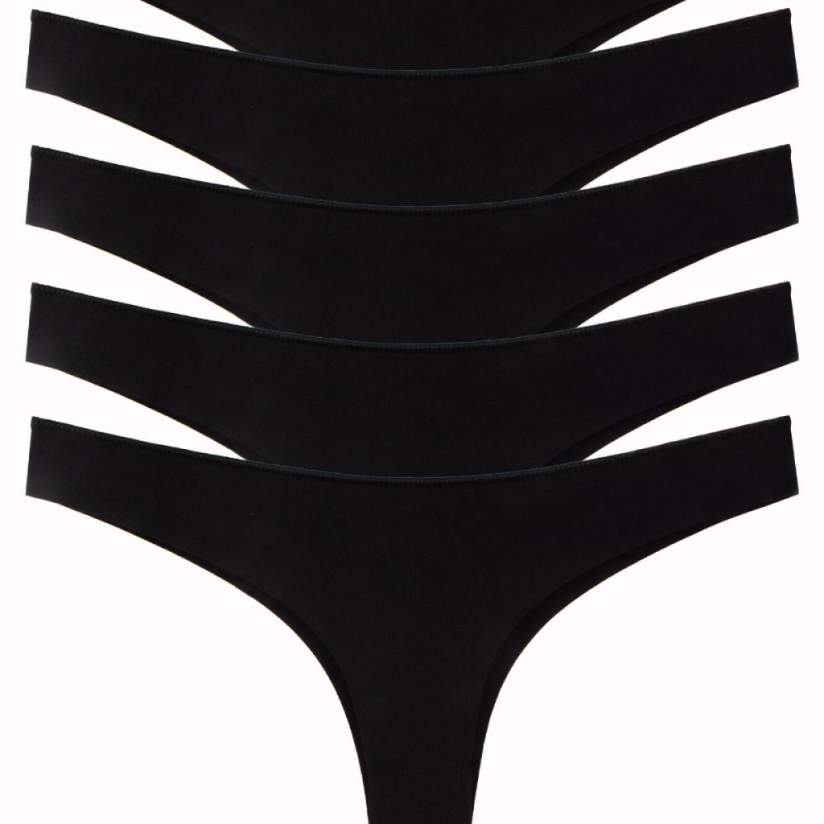 NICOLETTAKadın Külot Brazillian Tanga Lazer Kesim Esnek Iz Yapmayan 5 li Paket Polyester SİYAH