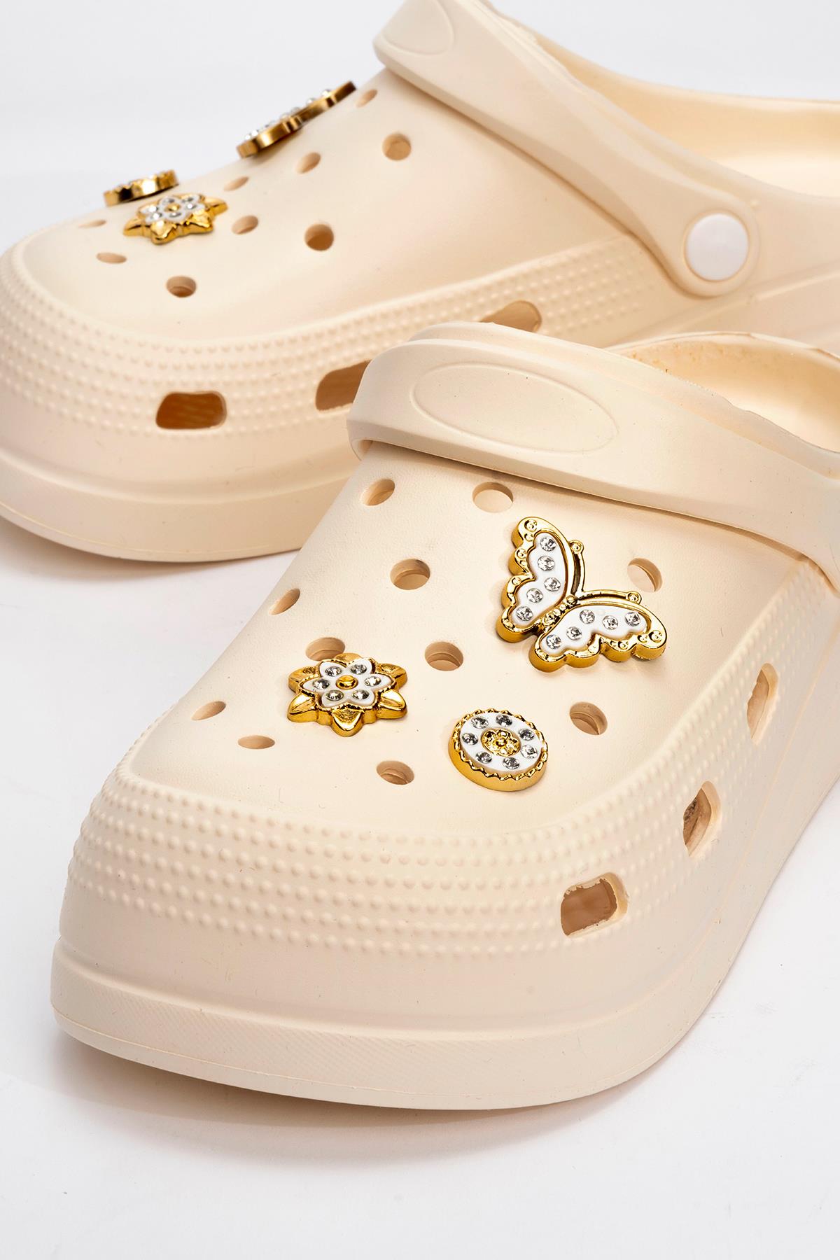 Kadın Aksesuarlı Sabo Terlik EKRU - Görsel 4