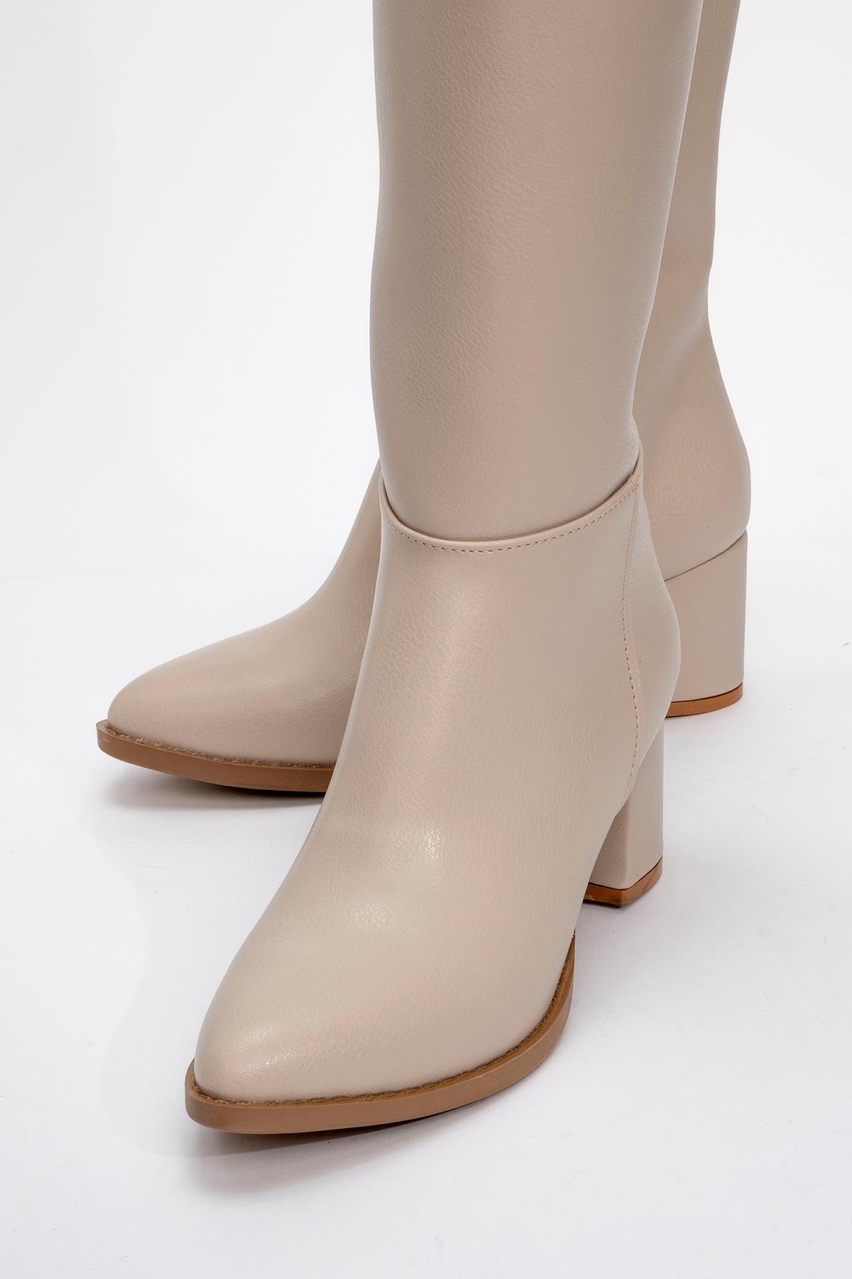 Topuklu Kadın Çizme TEN CİLT - Görsel 4