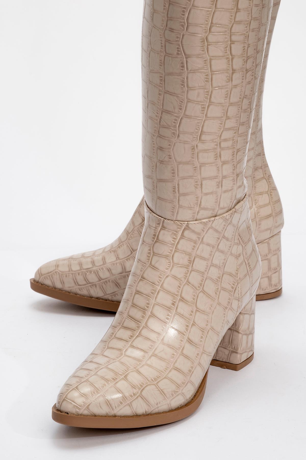Topuklu Kadın Çizme TEN KROKO - Görsel 4