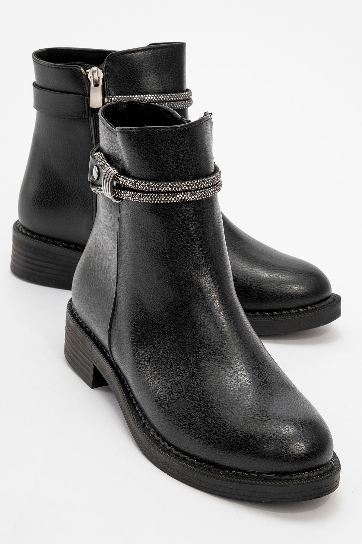 Kadın Taşlı Bot SİYAH CİLT - Görsel 3