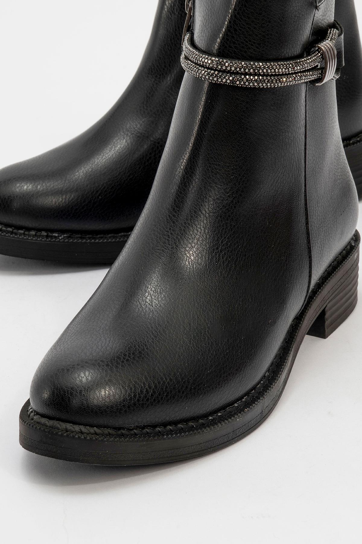 Kadın Taşlı Bot SİYAH CİLT - Görsel 4