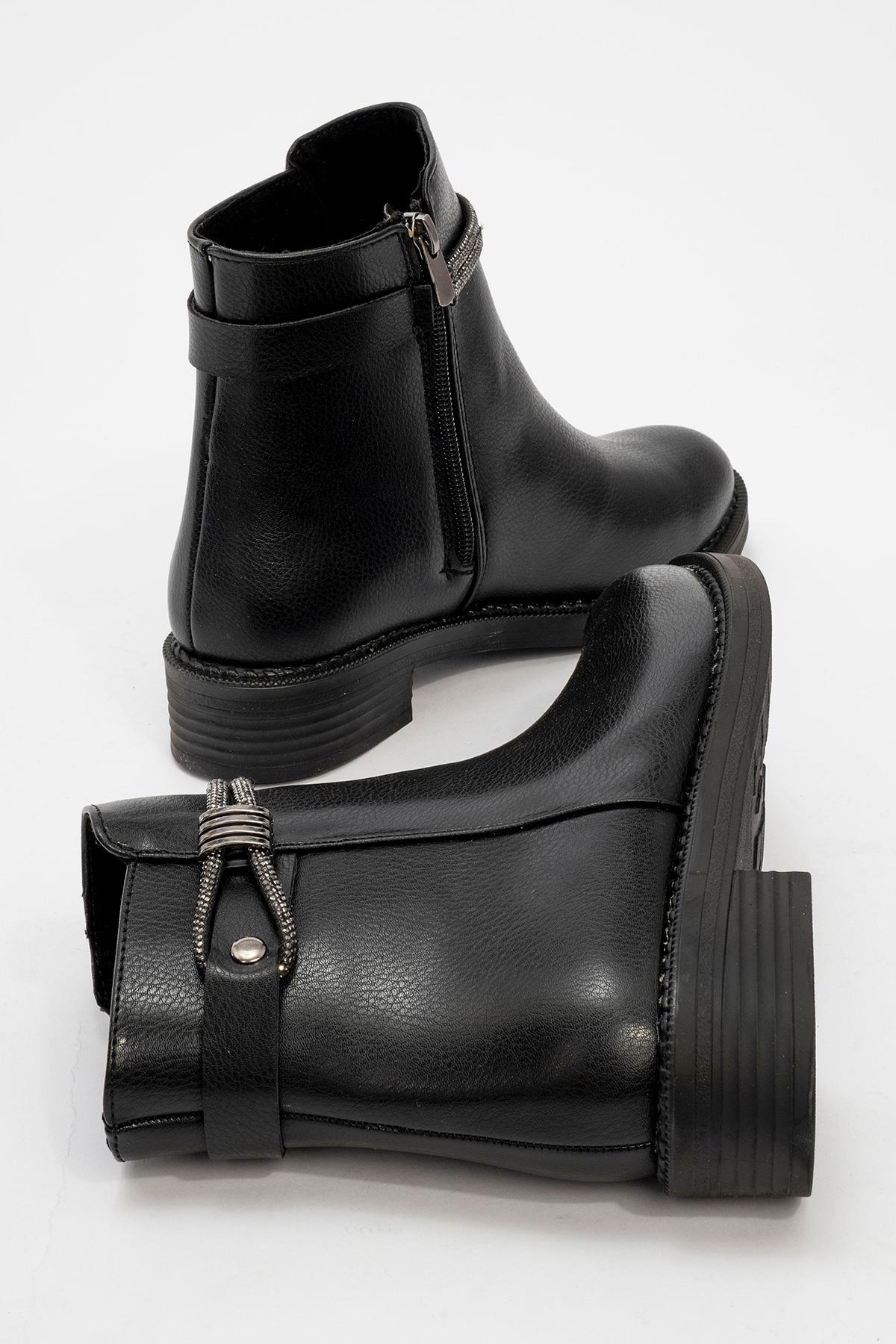 Kadın Taşlı Bot SİYAH CİLT - Görsel 5