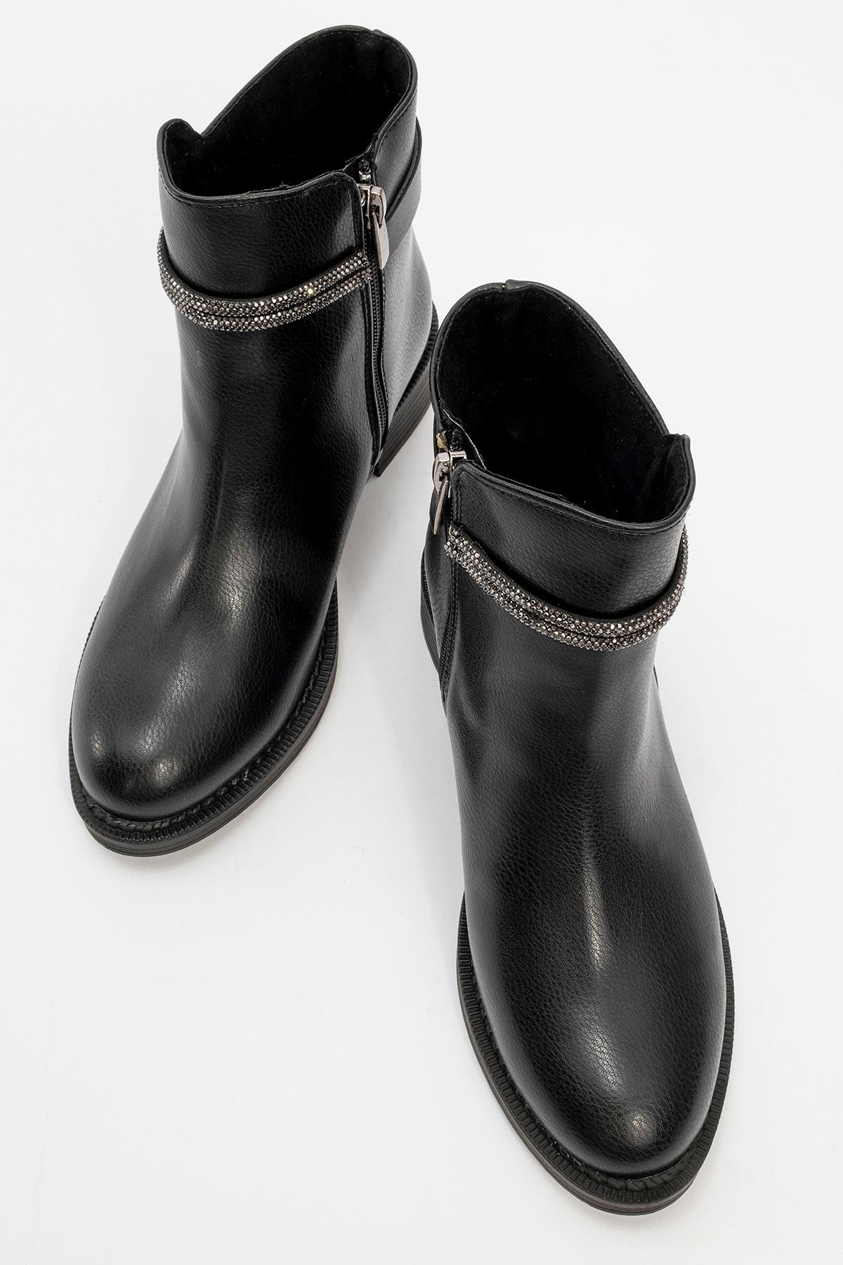 Kadın Taşlı Bot SİYAH CİLT - Görsel 6