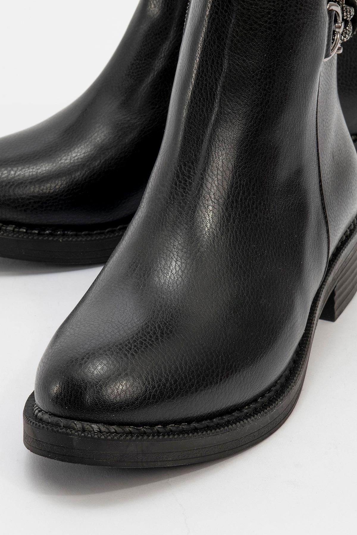 Kadın Taşlı Bot SİYAH CİLT - Görsel 4