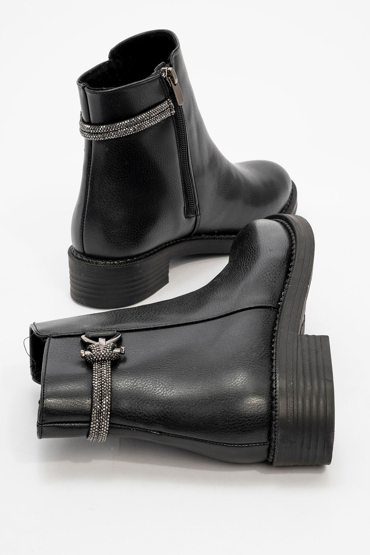 Kadın Taşlı Bot SİYAH CİLT - Görsel 5