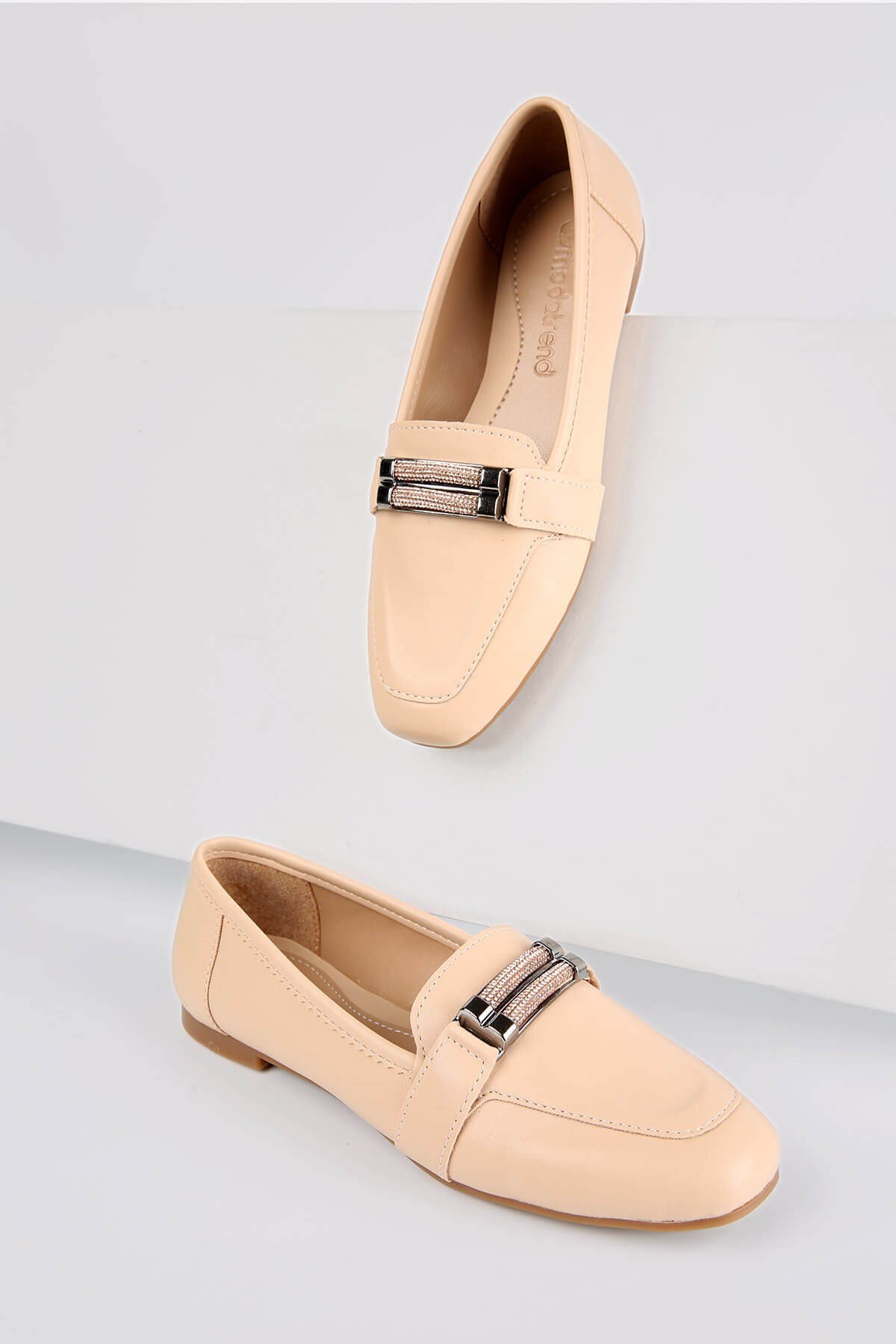 Kadın Taşlı Loafer Ayakkabı NUDE CİLT - Görsel 3