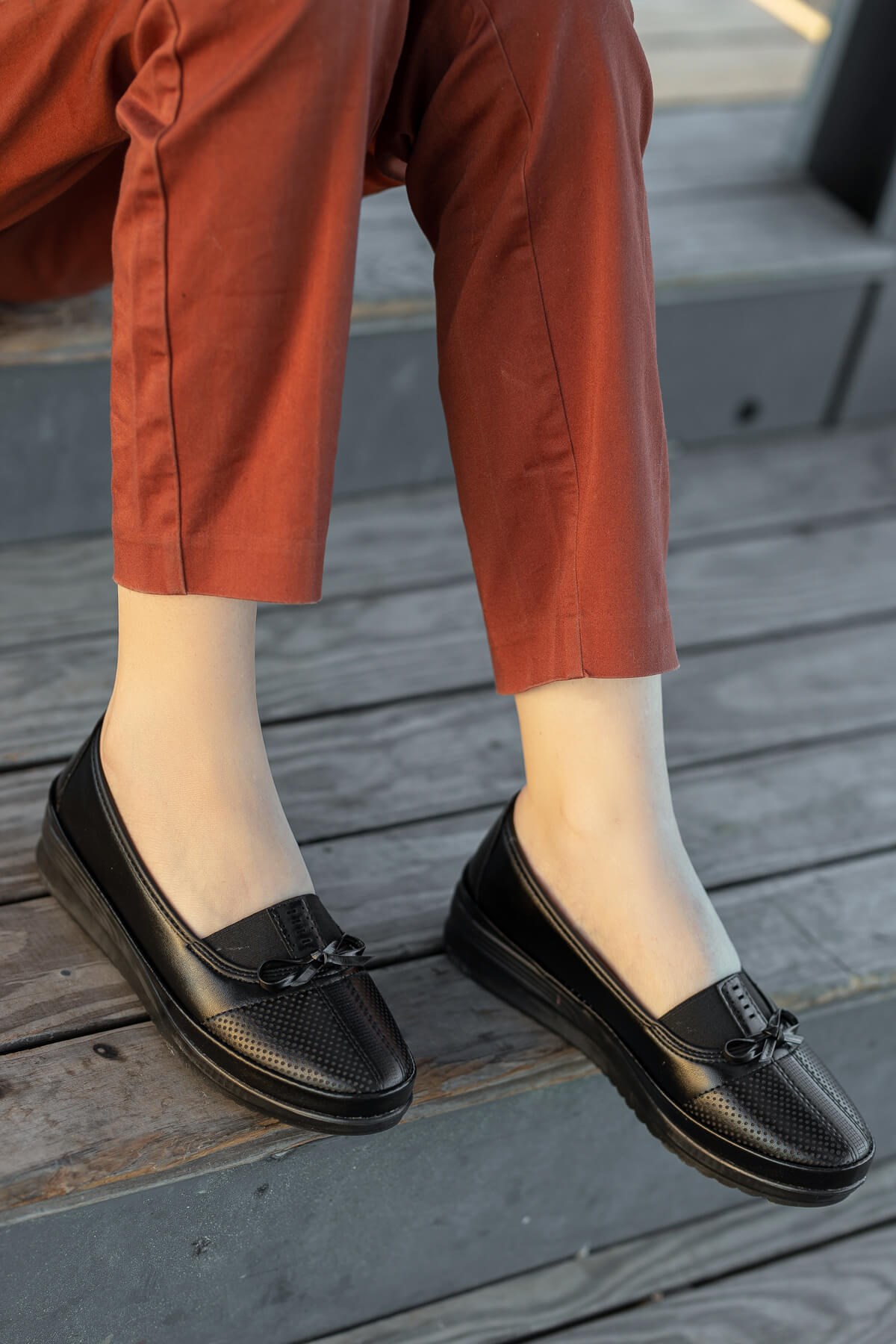 Kaydırmaz Taban Kadın Babet SİYAH CİLT - Görsel 3