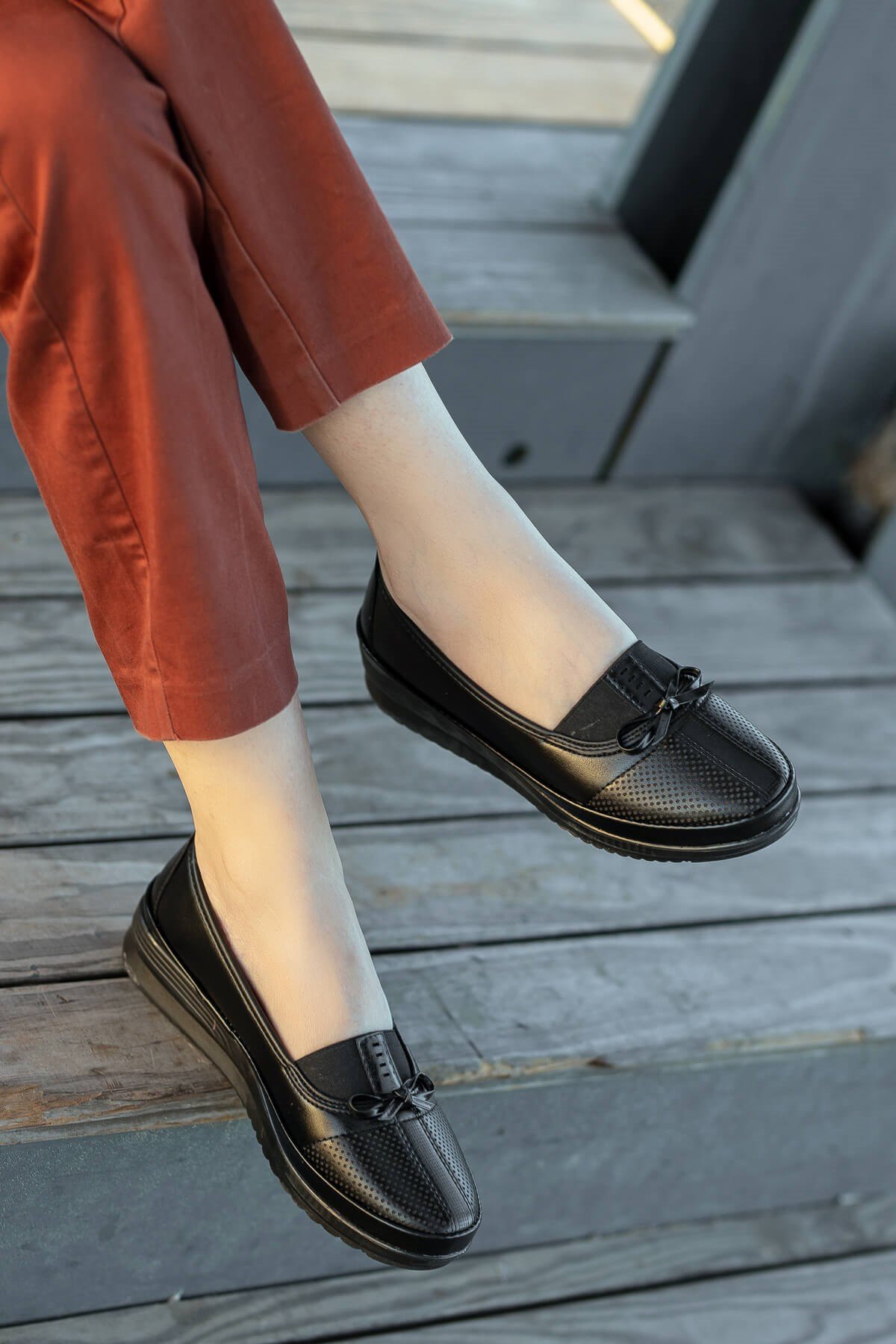 Kaydırmaz Taban Kadın Babet SİYAH CİLT - Görsel 4