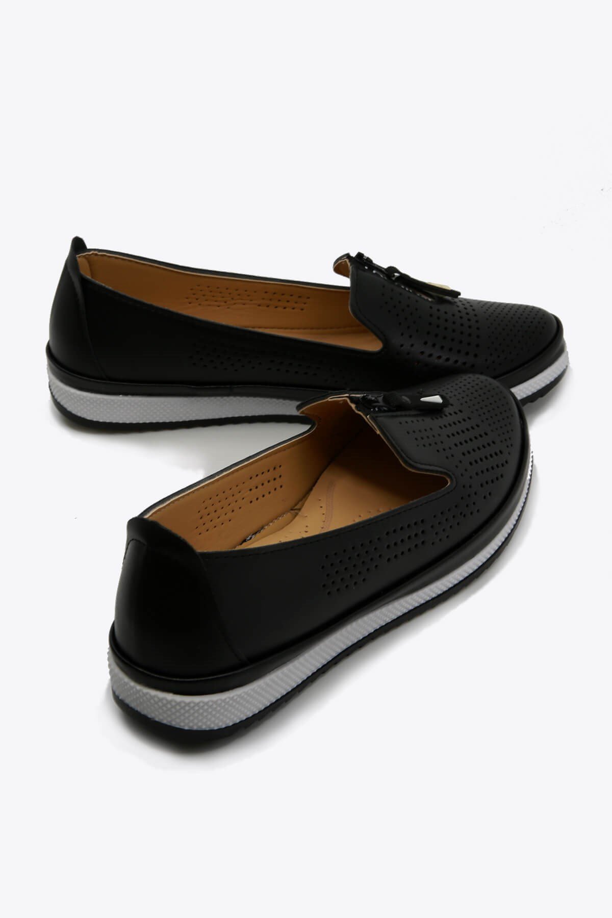 Kadın Fermuarlı Babet SİYAH CİLT - Görsel 4