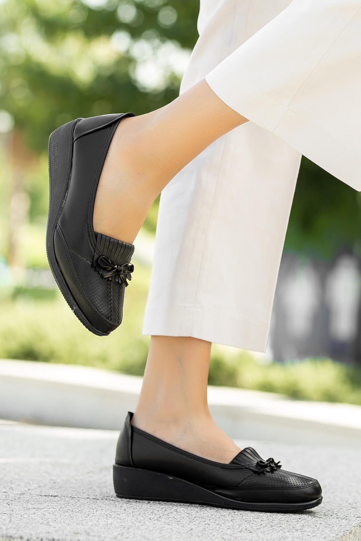 Kaydırmaz Taban Kadın Babet SİYAH CİLT - Görsel 3