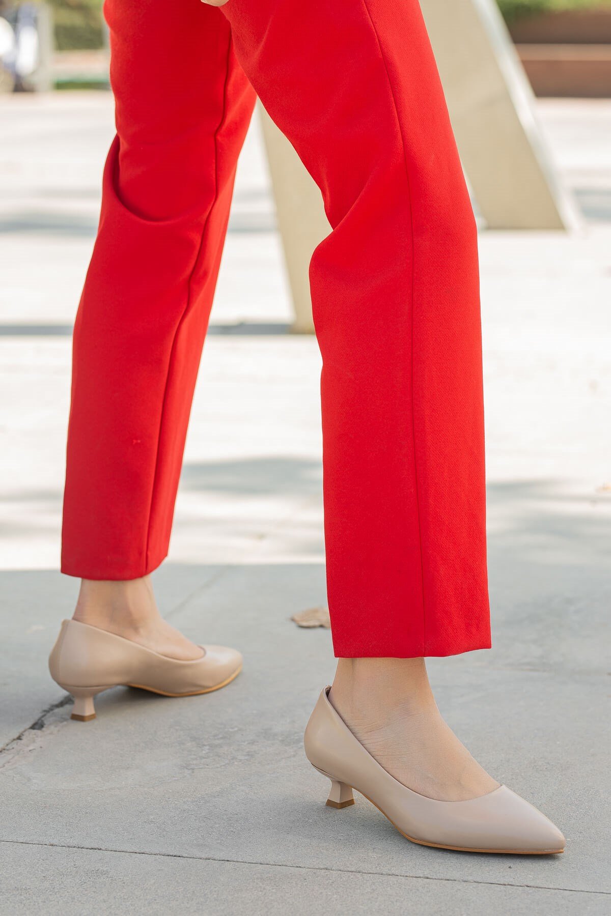 Kadın Topuklu Ayakkabı BEJ CİLT - Görsel 4