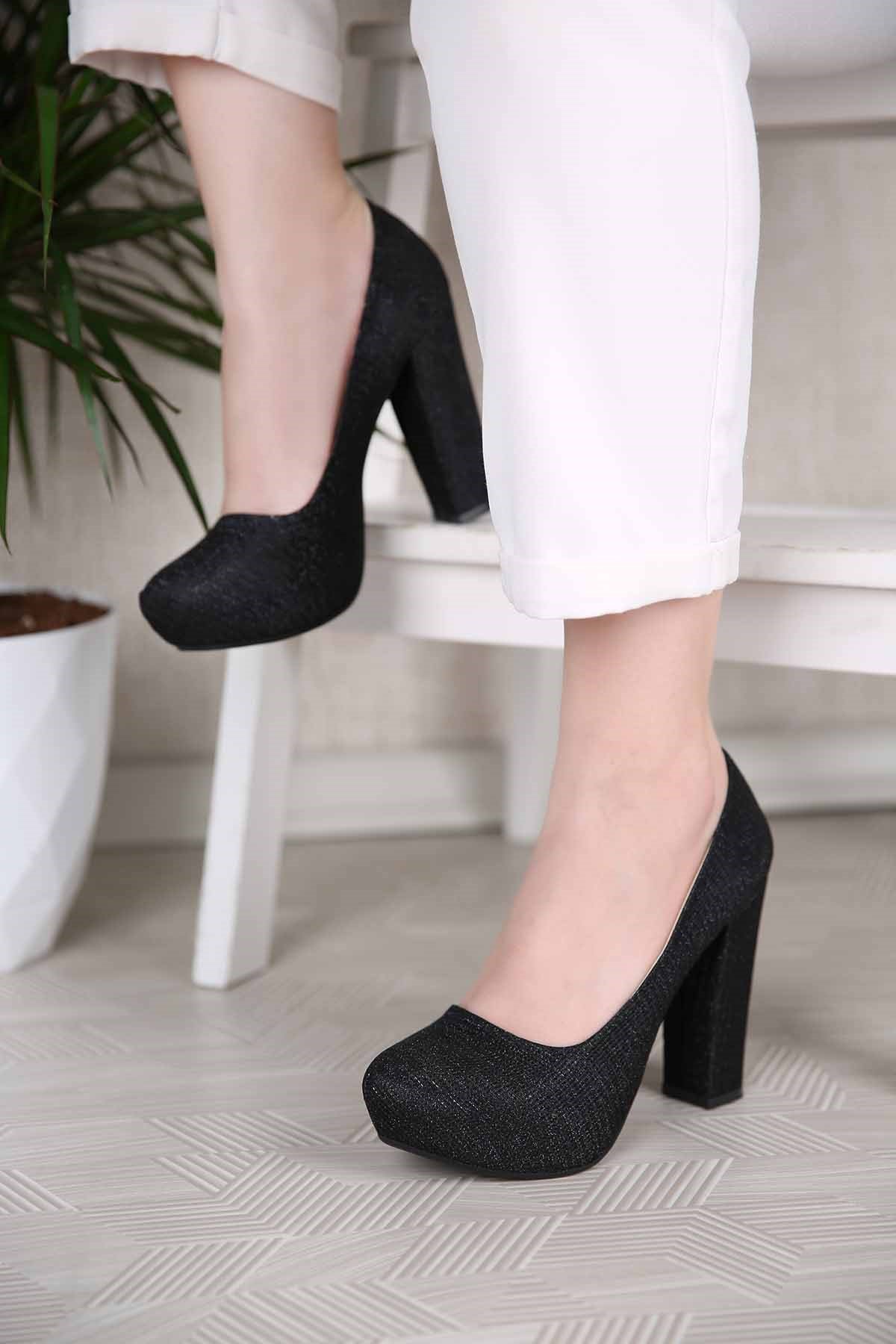 Kadın Platform Topuklu Ayakkabı SİYAH ÇUPRA - Görsel 3
