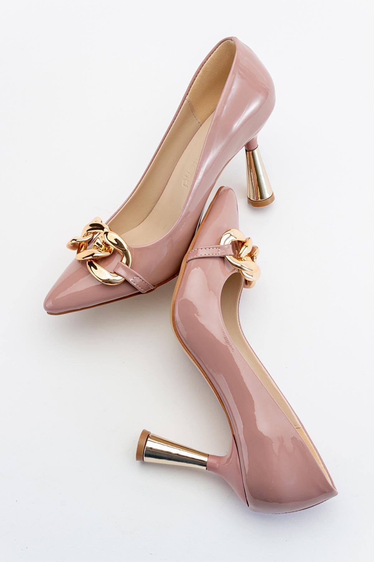 Kadın Zincirli Topuklu Ayakkabı SOMON RUGAN - Görsel 6