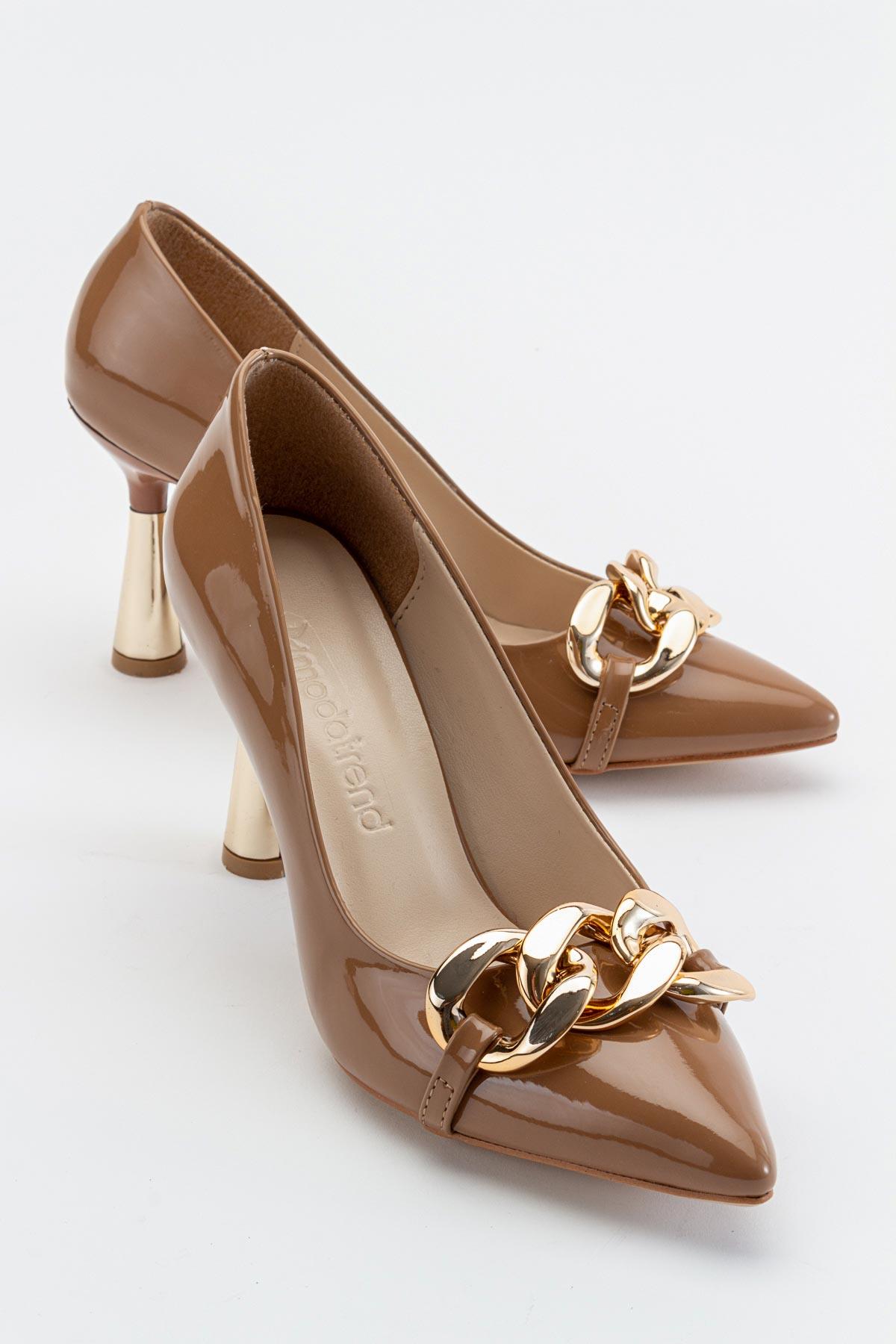 Kadın Zincirli Topuklu Ayakkabı VİZON RUGAN - Görsel 2