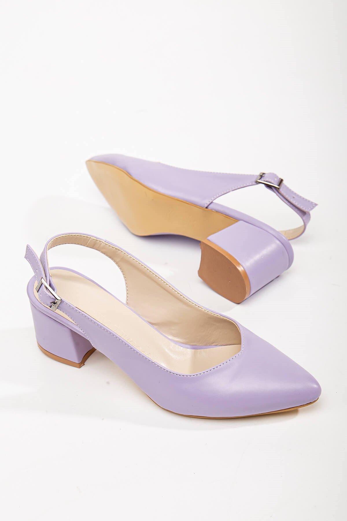 Arkası Açık Kadın Topuklu Ayakabı 41-42 LİLA CİLT - Görsel 4