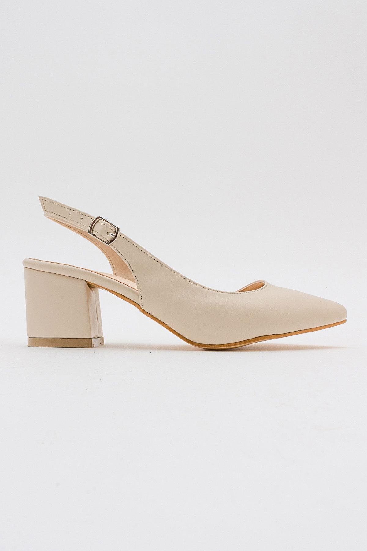 Arkası Açık Kadın Topuklu Ayakabı TEN CİLT - Görsel 3