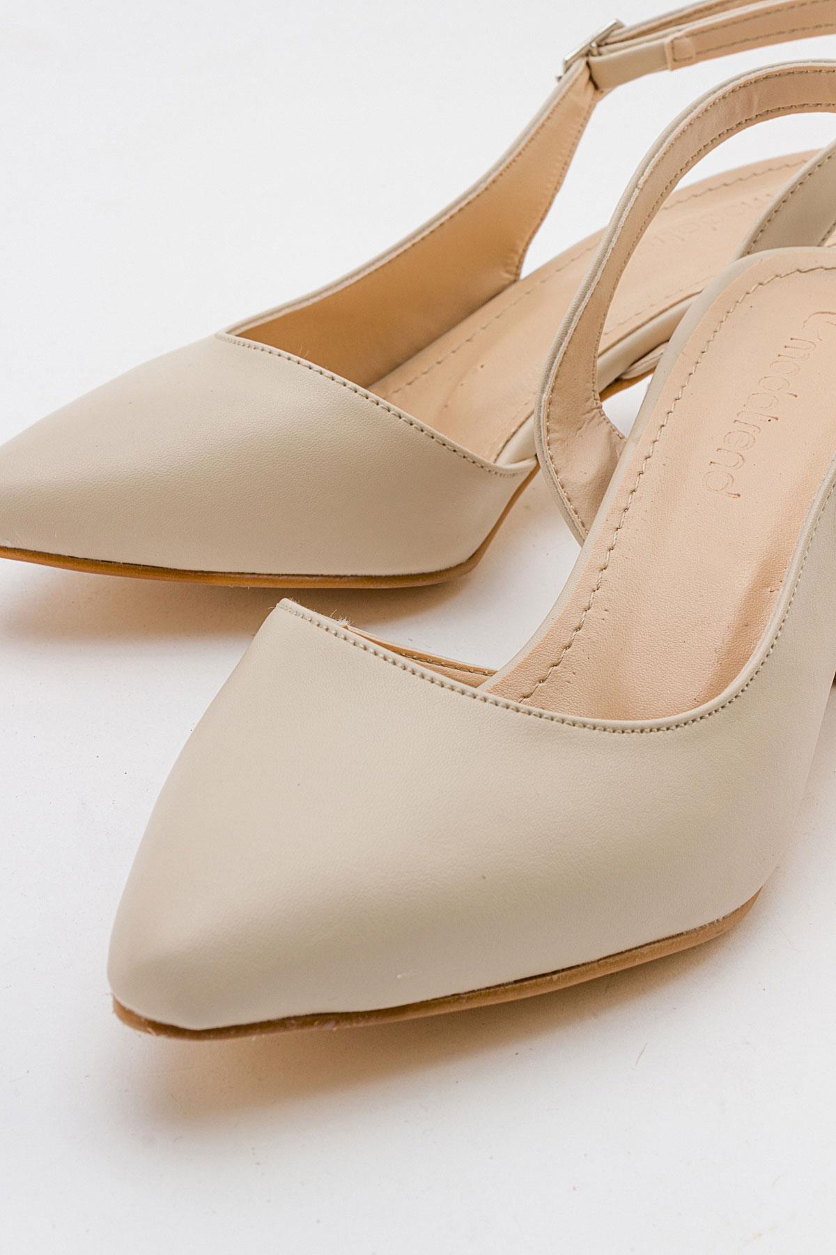 Arkası Açık Kadın Topuklu Ayakabı TEN CİLT - Görsel 4