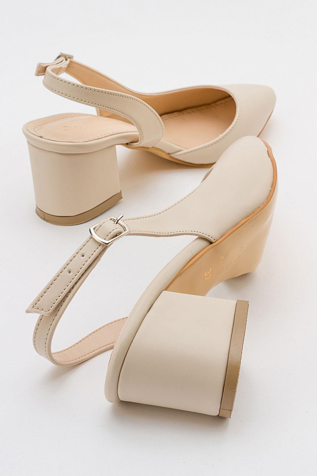 Arkası Açık Kadın Topuklu Ayakabı TEN CİLT - Görsel 5