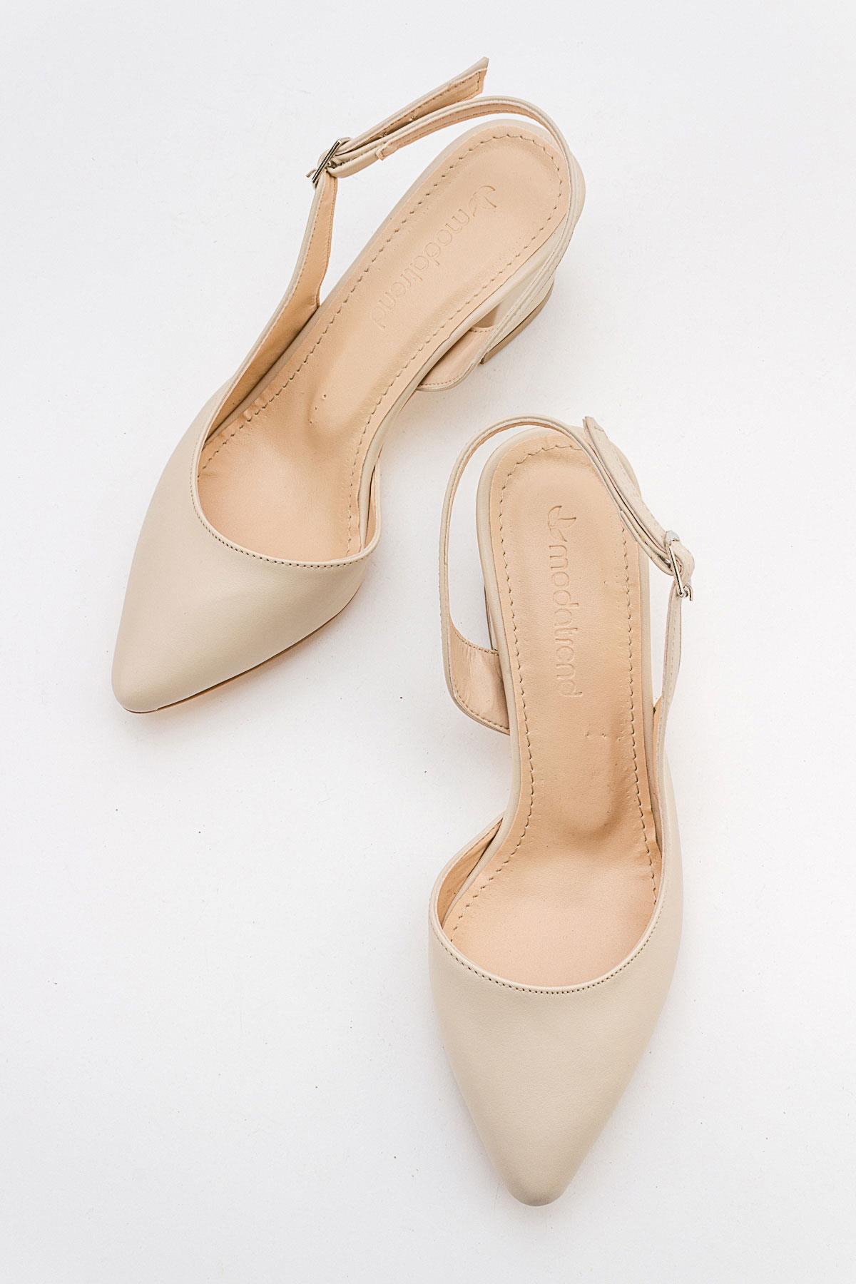 Arkası Açık Kadın Topuklu Ayakabı TEN CİLT - Görsel 6