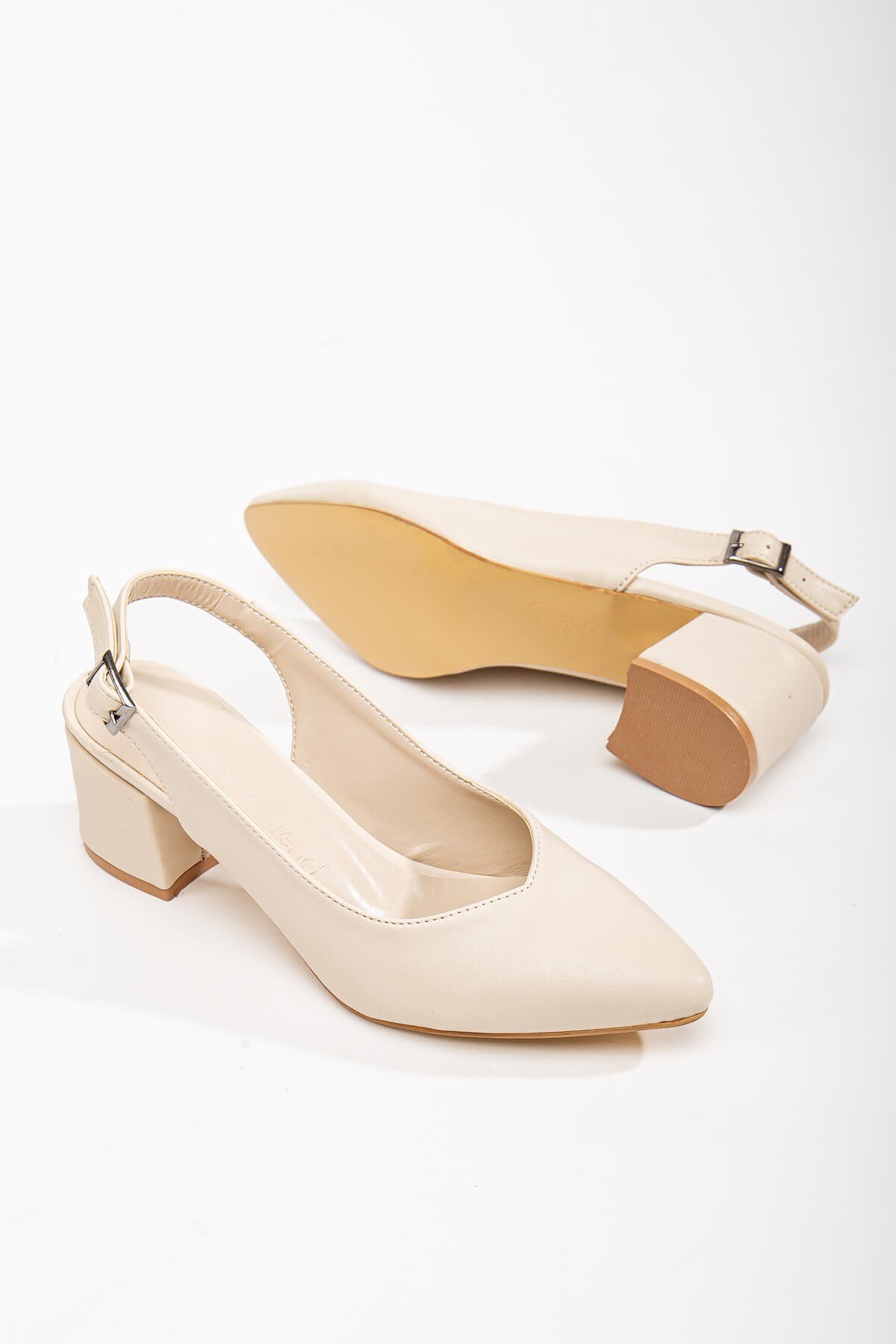 Arkası Açık Kadın Topuklu Ayakabı TEN CİLT - Görsel 4