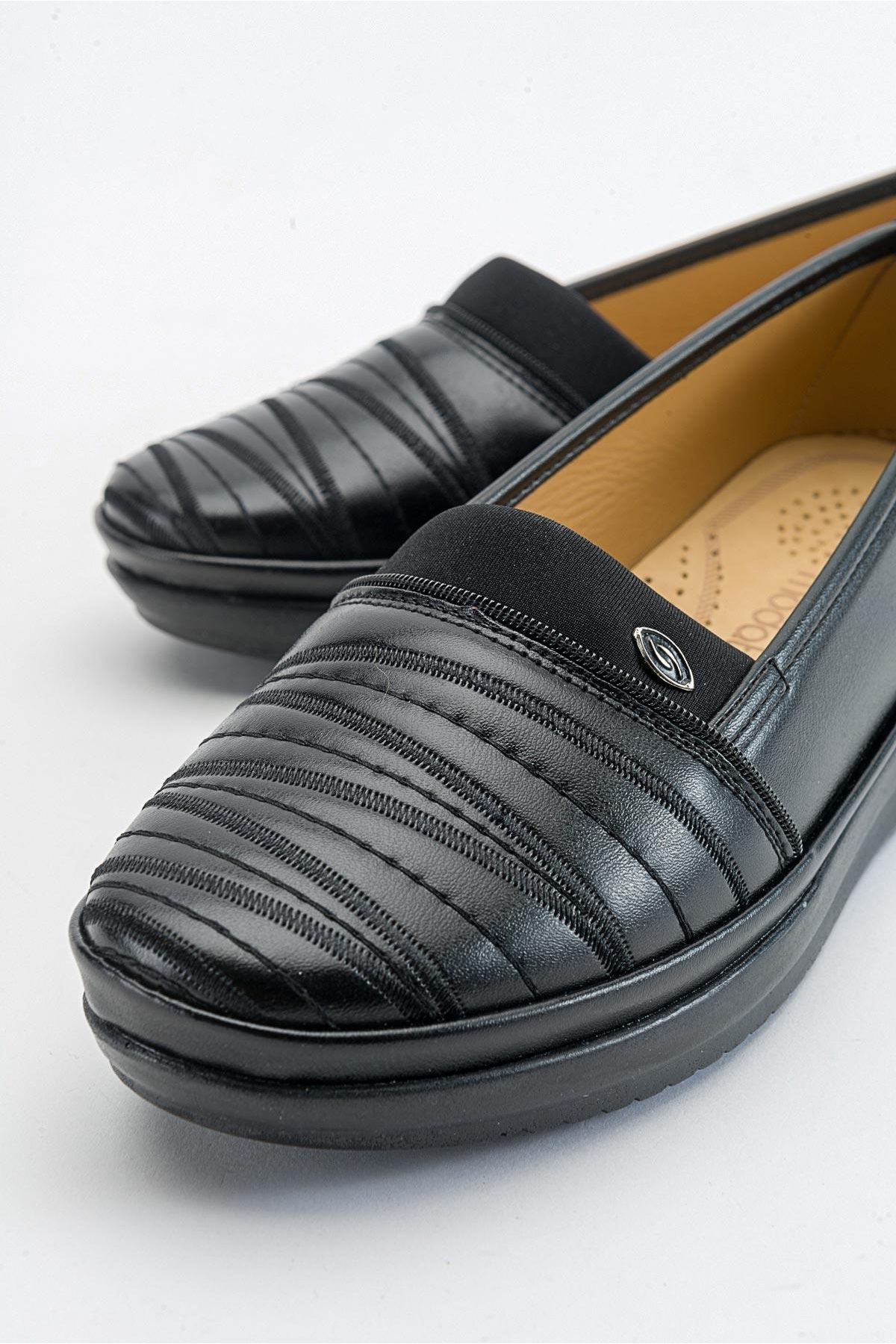 Zikzak Nakışlı Kadın Babet SİYAH CİLT - Görsel 4