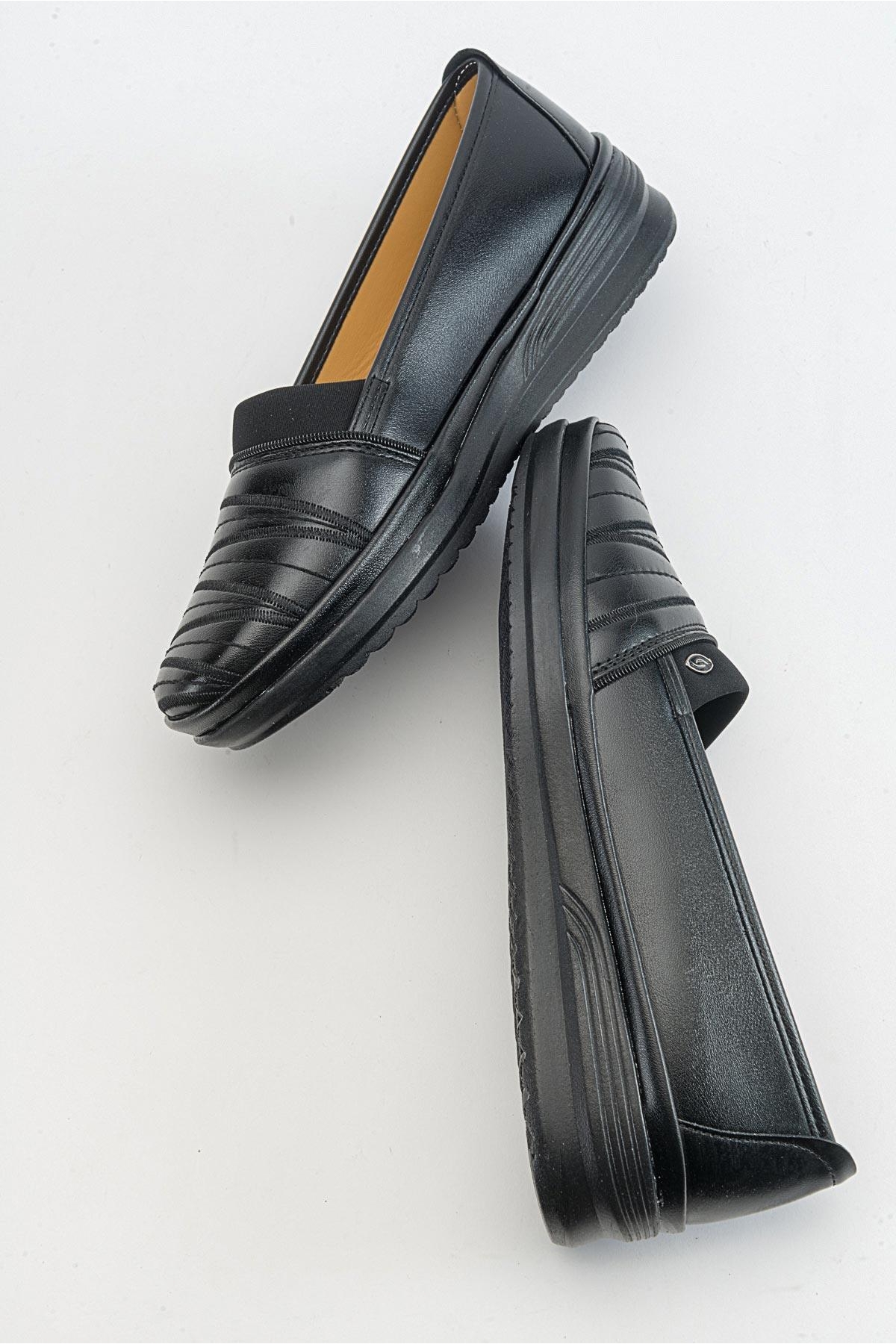 Zikzak Nakışlı Kadın Babet SİYAH CİLT - Görsel 7