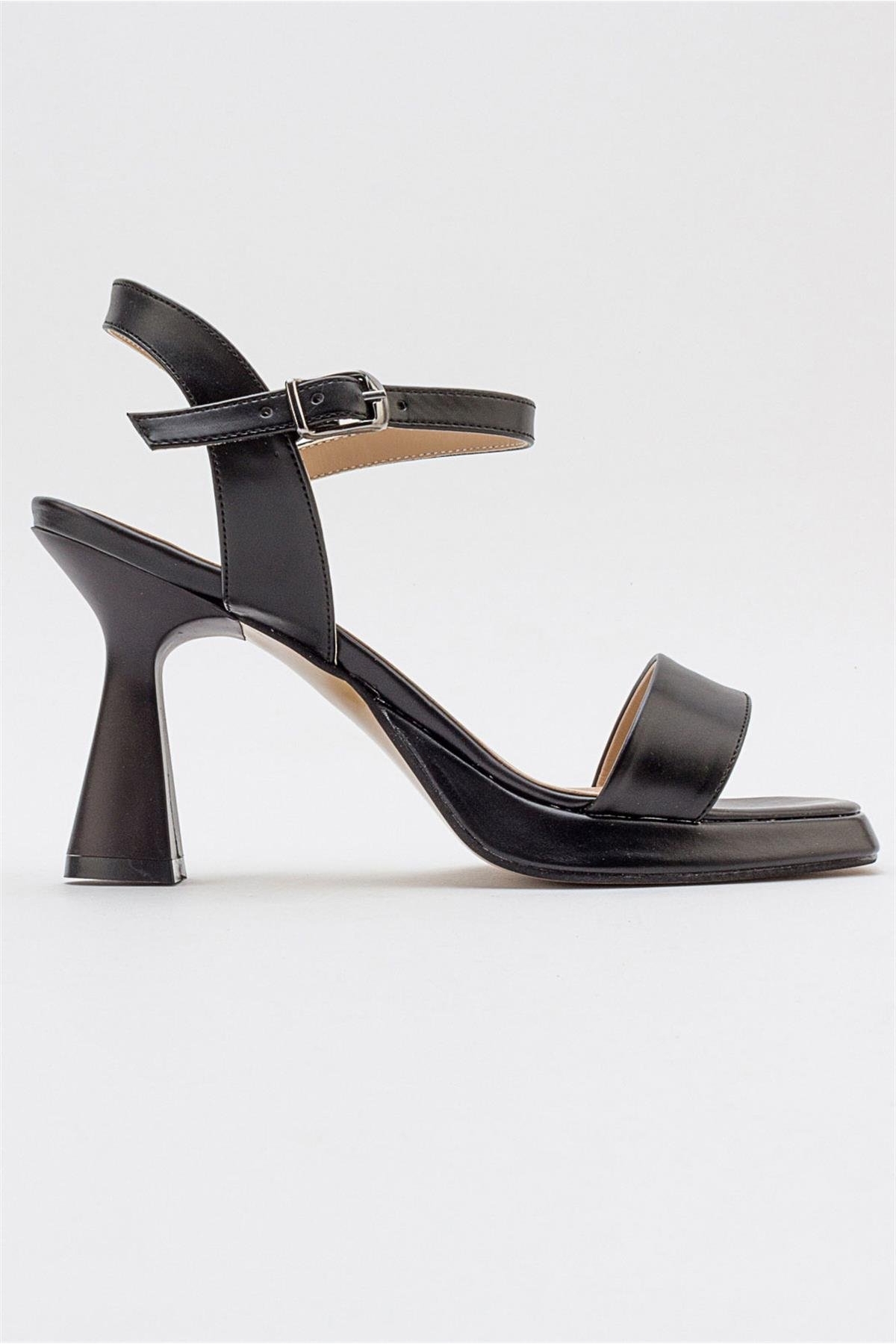 Tek Bantlı Platformlu Kadın Topuklu Sandalet SİYAH CİLT - Görsel 3