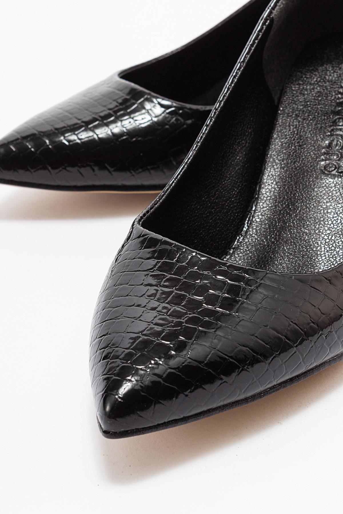 Kadın Stiletto Ayakkabı SİYAH KROKO - Görsel 4
