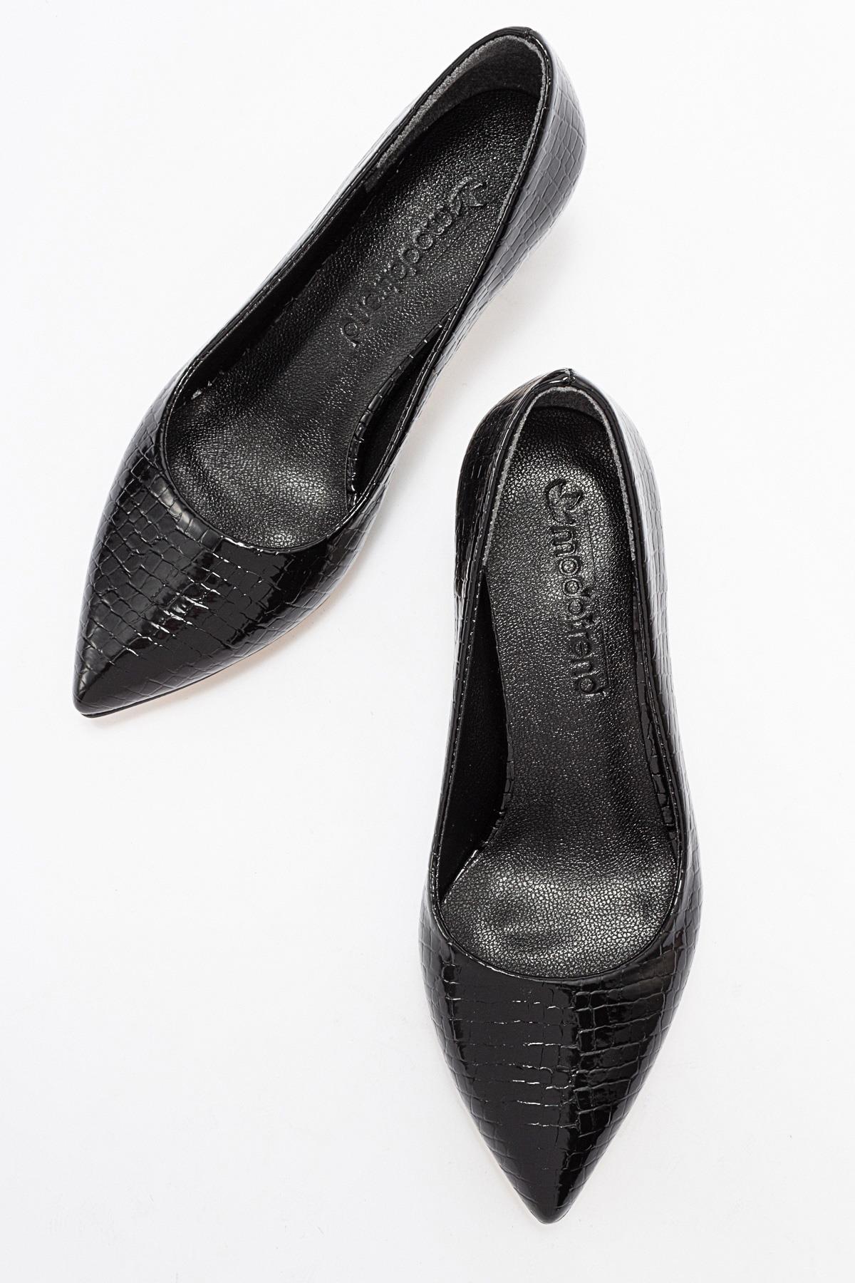 Kadın Stiletto Ayakkabı SİYAH KROKO - Görsel 6