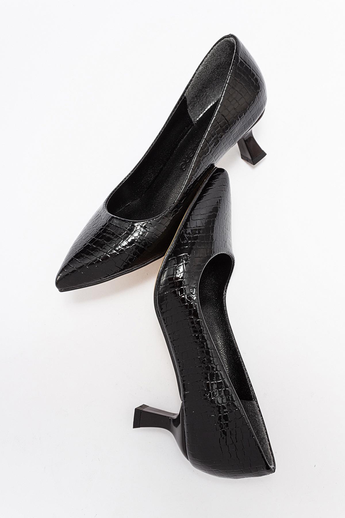 Kadın Stiletto Ayakkabı SİYAH KROKO - Görsel 7