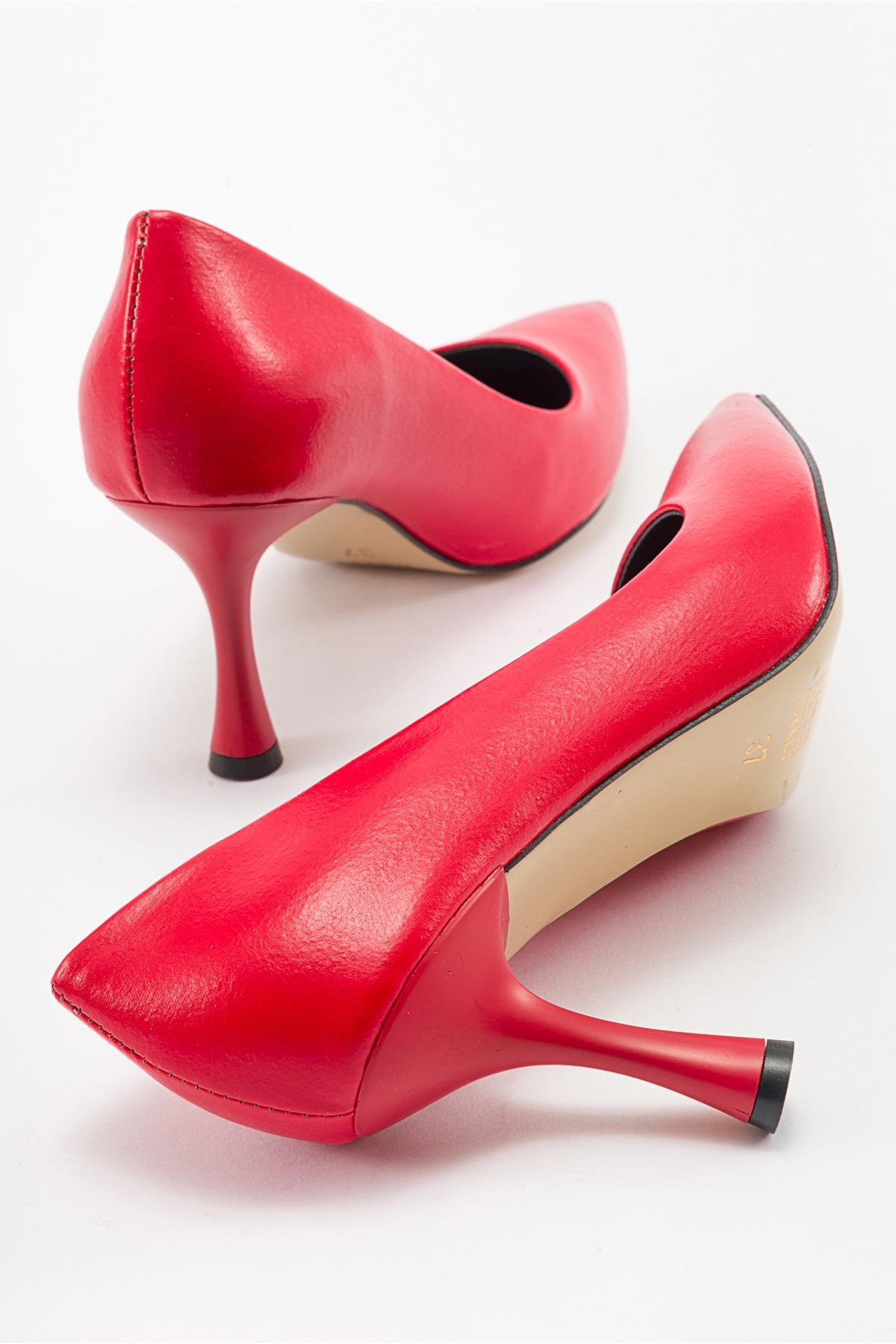 Kadın Stiletto Ayakkabı KIRMIZI CİLT - Görsel 5