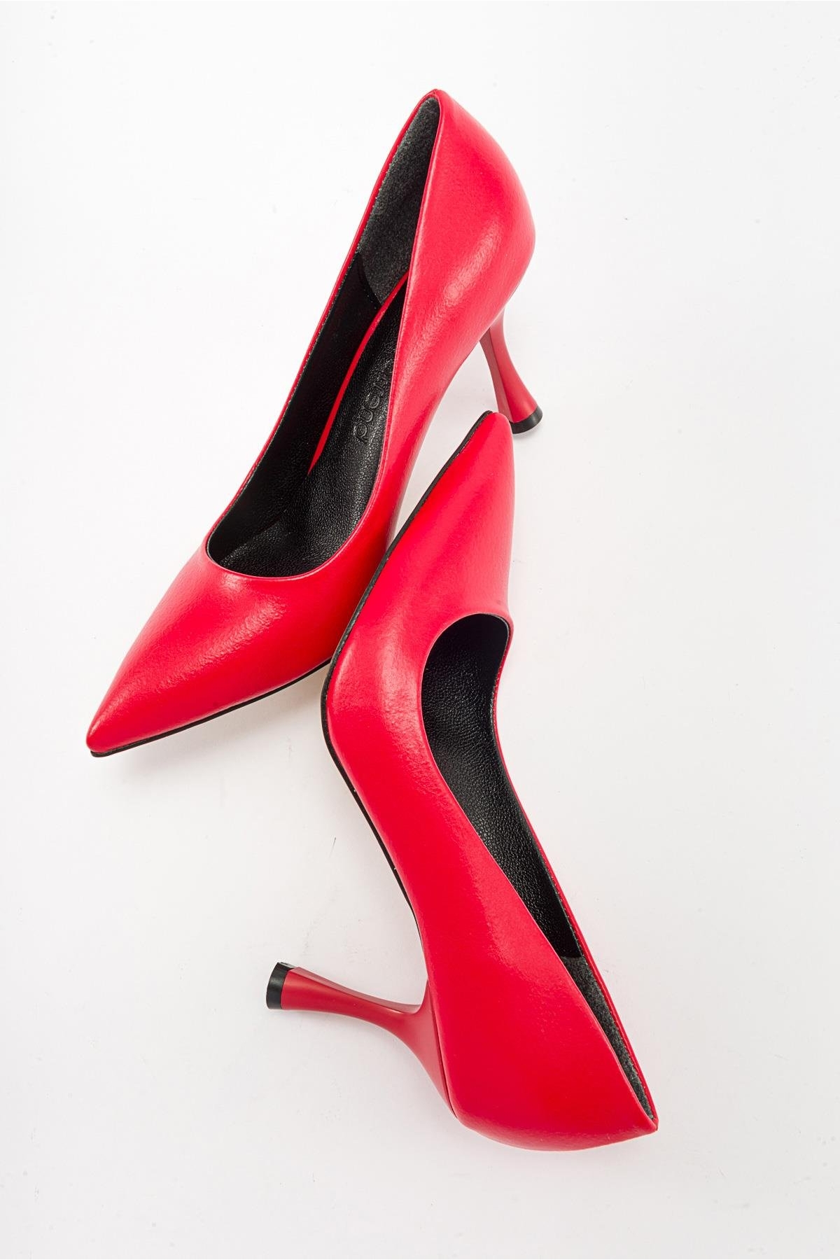 Kadın Stiletto Ayakkabı KIRMIZI CİLT - Görsel 7