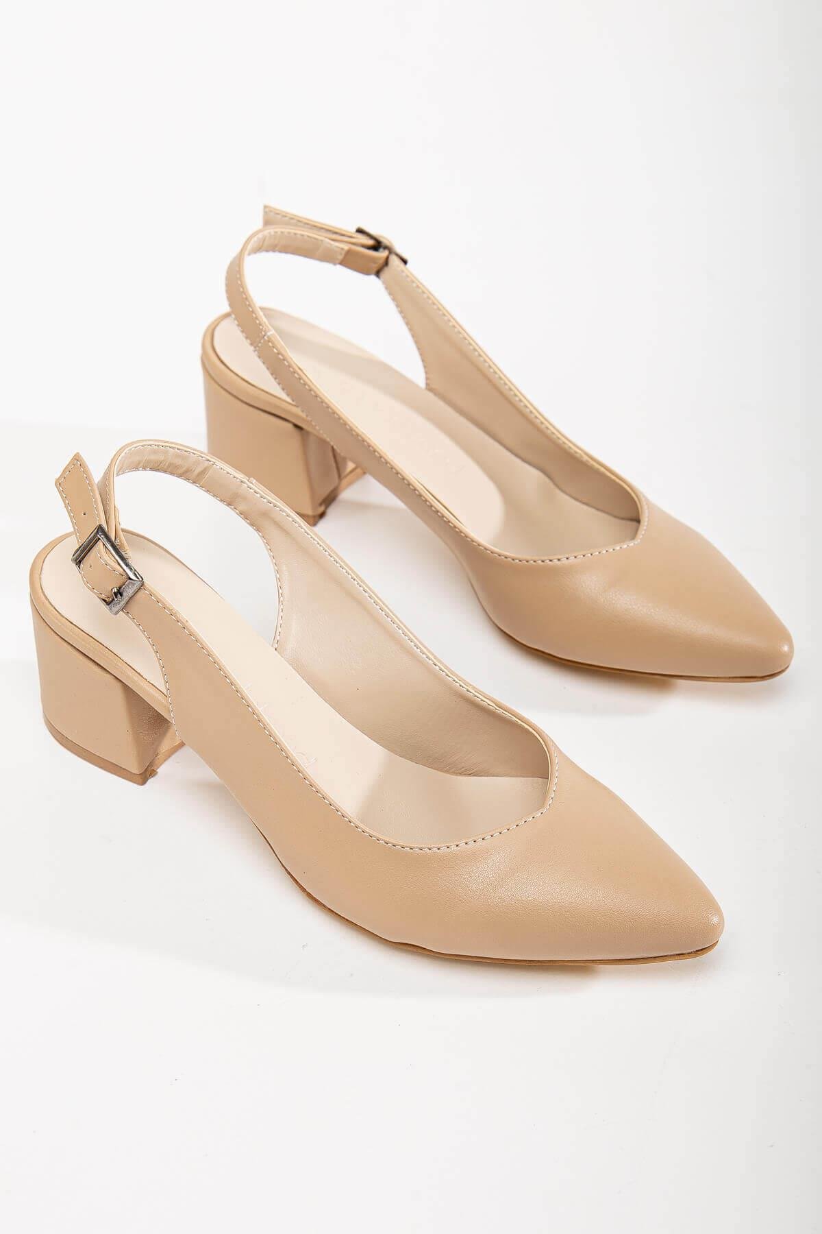 Arkası Açık Kadın Topuklu Ayakabı 41-42 NUDE CİLT - Görsel 3