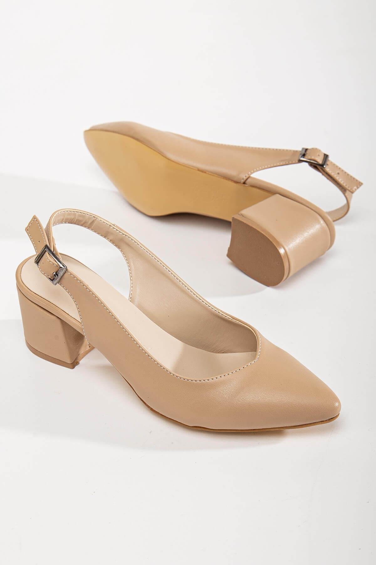 Arkası Açık Kadın Topuklu Ayakabı 41-42 NUDE CİLT - Görsel 4