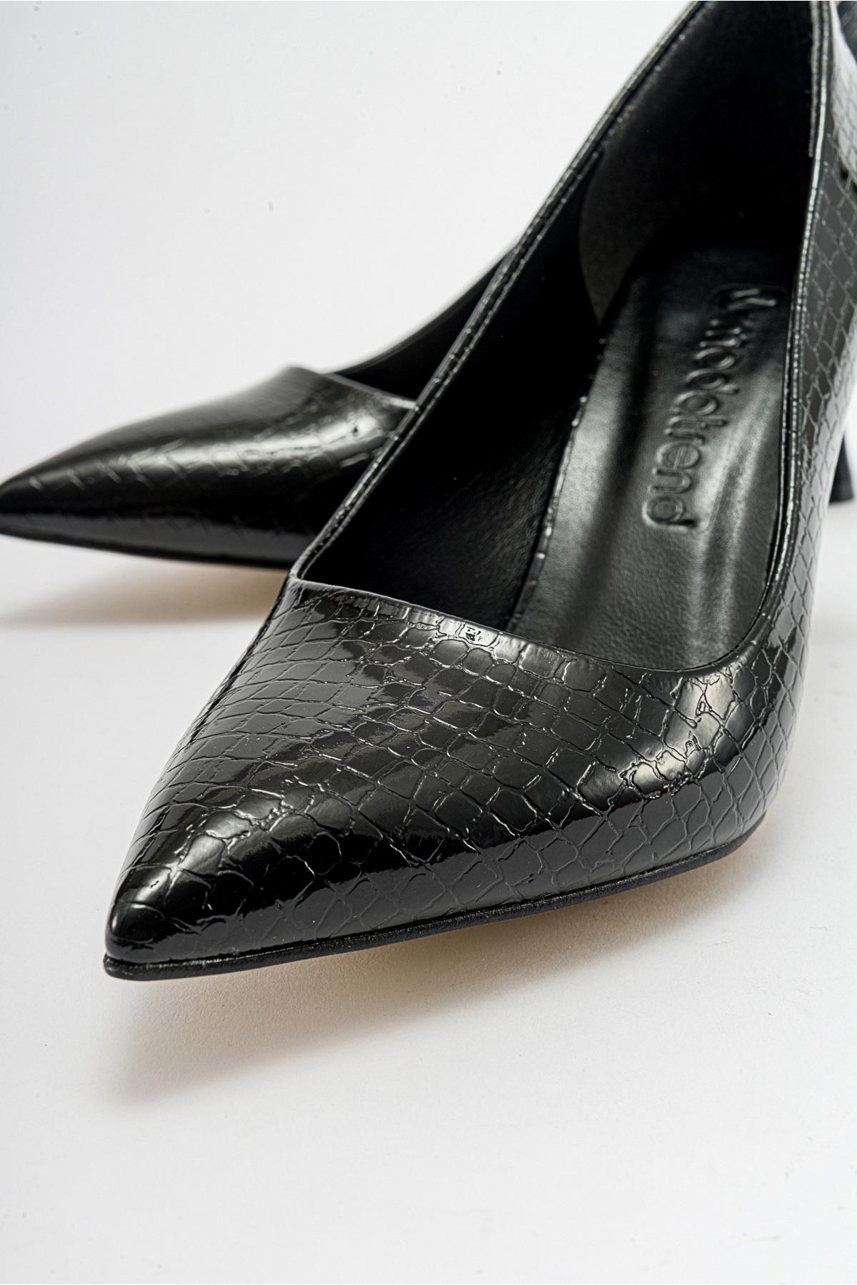 Kadın Stiletto Ayakkabı SİYAH KROKO - Görsel 4