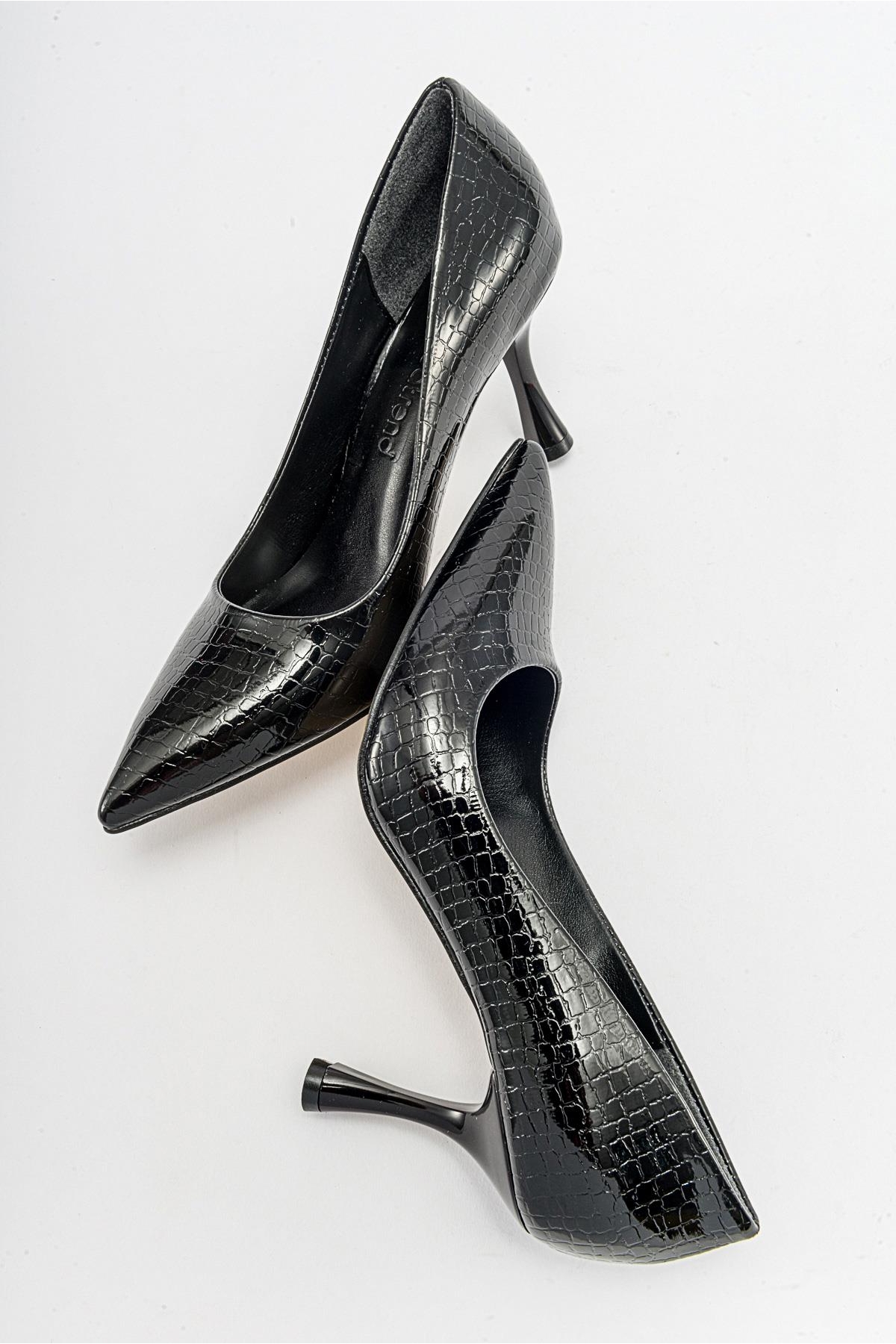 Kadın Stiletto Ayakkabı SİYAH KROKO - Görsel 7