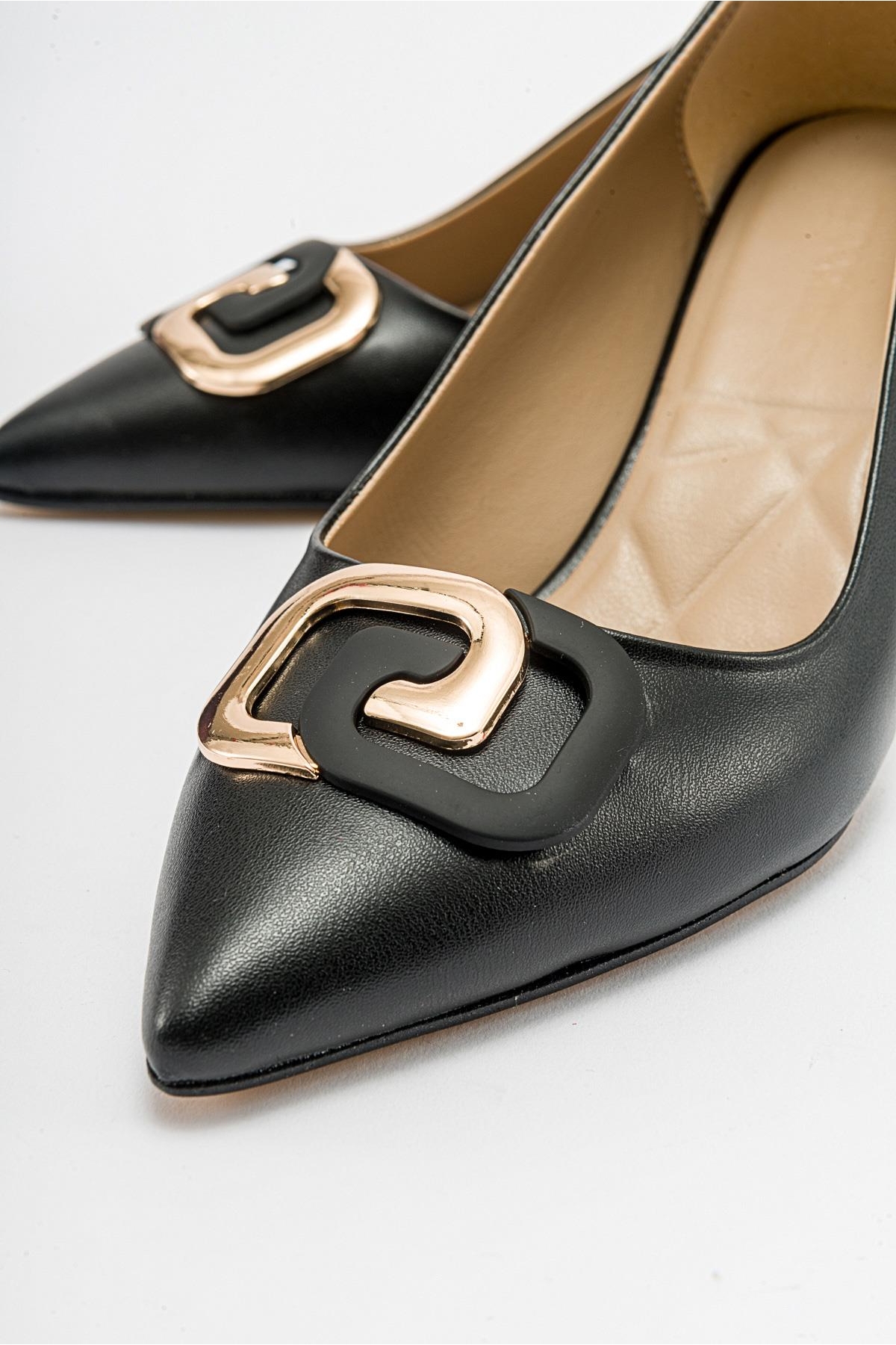 Tokalı Kadın Topuklu Ayakkabı SİYAH CİLT - Görsel 4