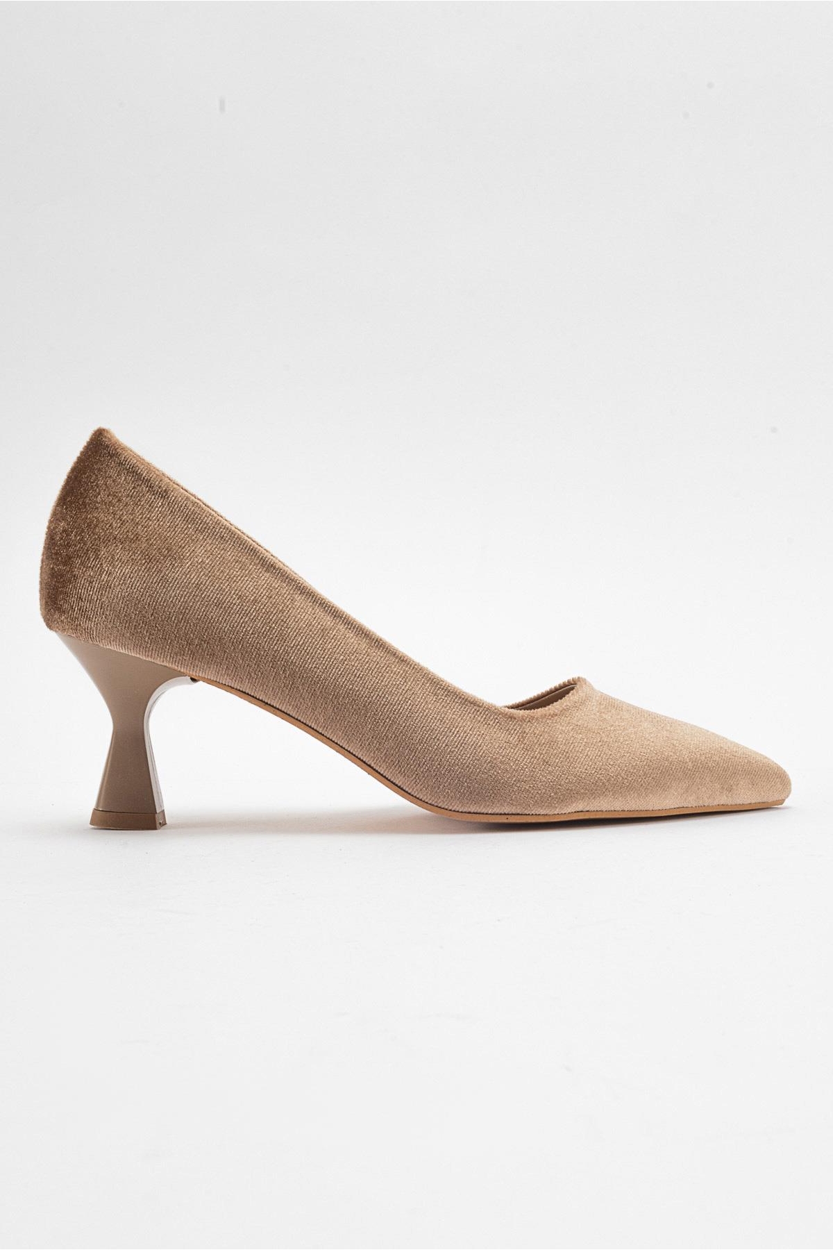 Kadın Stiletto Ayakkab NUDE KADİFE - Görsel 3