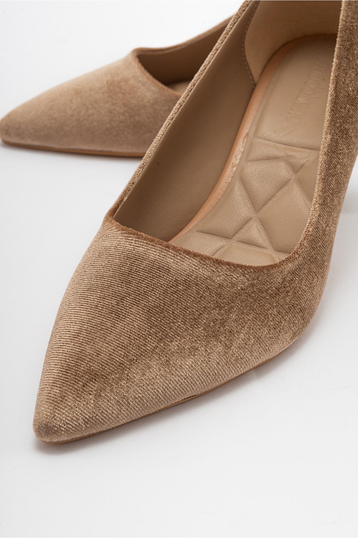 Kadın Stiletto Ayakkab NUDE KADİFE - Görsel 4