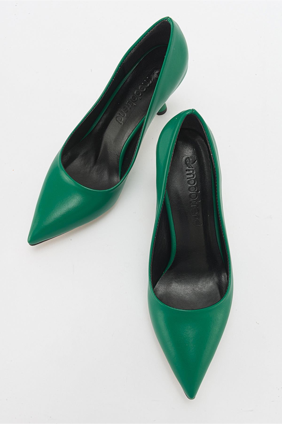 Kadın Stiletto Ayakkabı ÇİMEN YEŞİLİ CİLT - Görsel 6