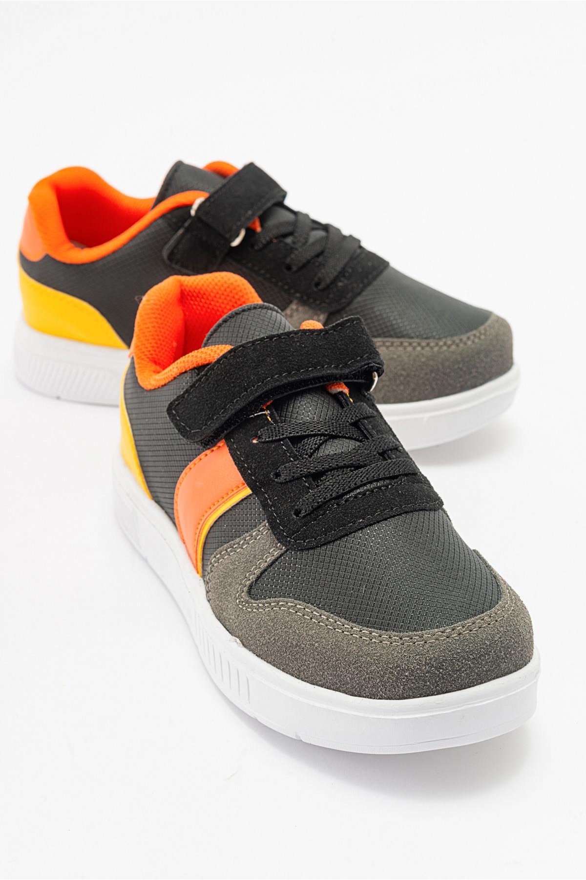 Çocuk Cırtlı Spor Ayakkabı FÜME TURUNCU - Görsel 2