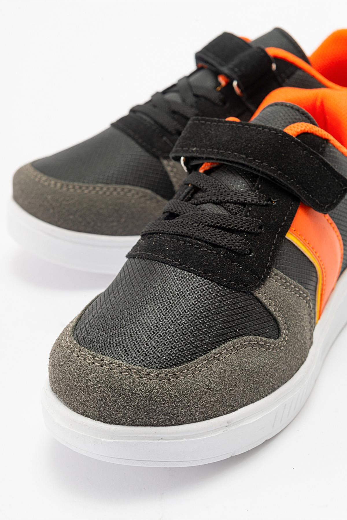 Çocuk Cırtlı Spor Ayakkabı FÜME TURUNCU - Görsel 4