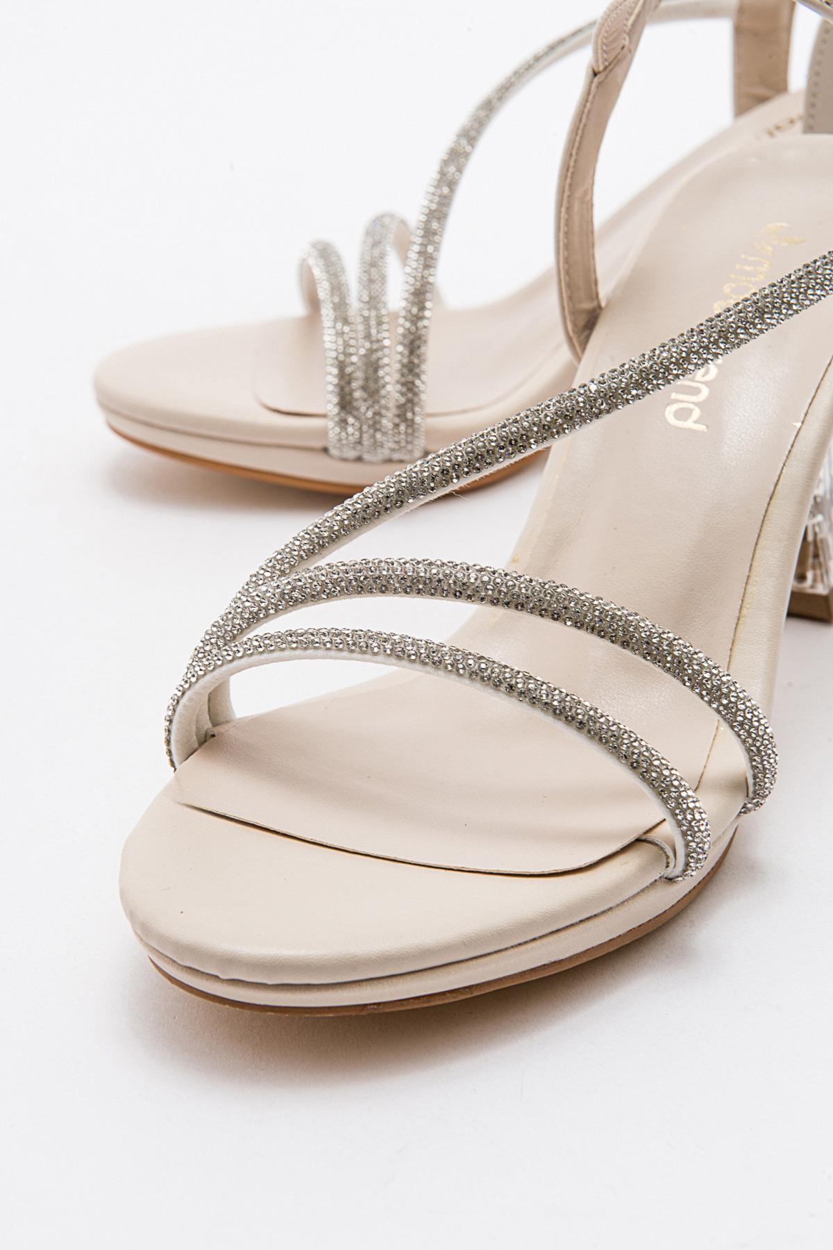 Kadın Taşlı Topuklu Sandalet TEN CİLT - Görsel 4