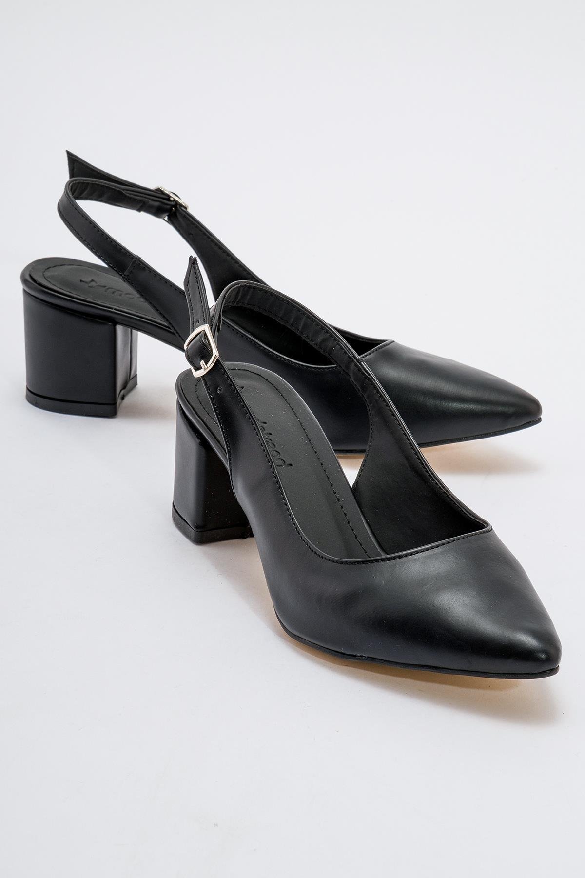 Arkası Açık Topuklu Ayakabı SİYAH CİLT - Görsel 2