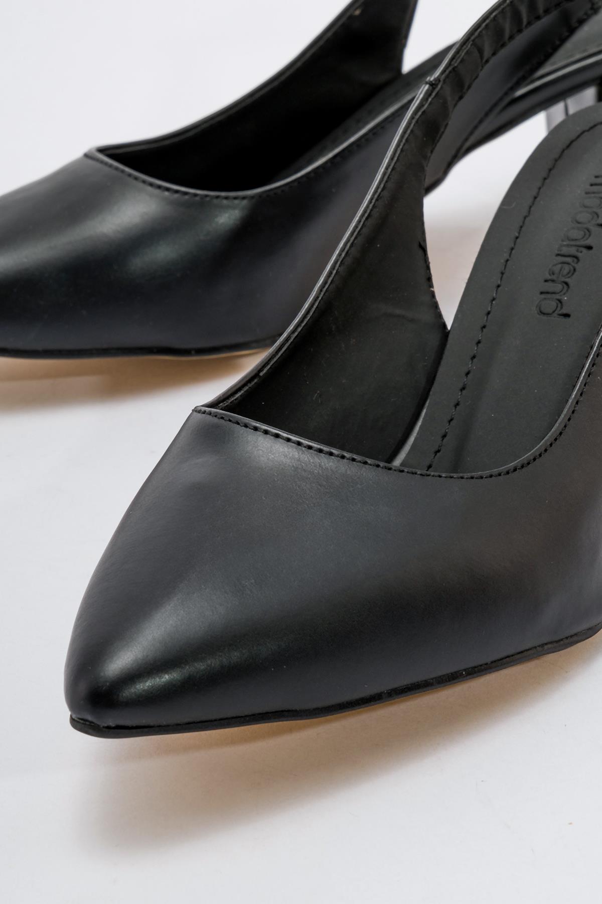 Arkası Açık Topuklu Ayakabı SİYAH CİLT - Görsel 4