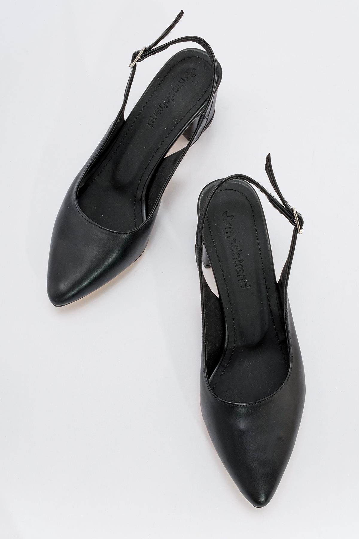 Arkası Açık Topuklu Ayakabı SİYAH CİLT - Görsel 6