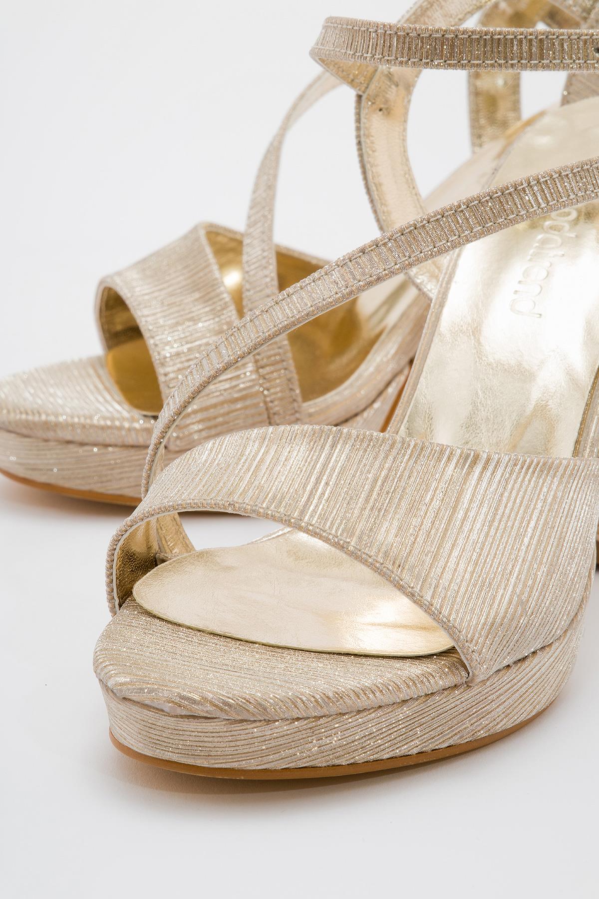 Kadın Simli Topuklu Sandalet ALTIN - Görsel 6