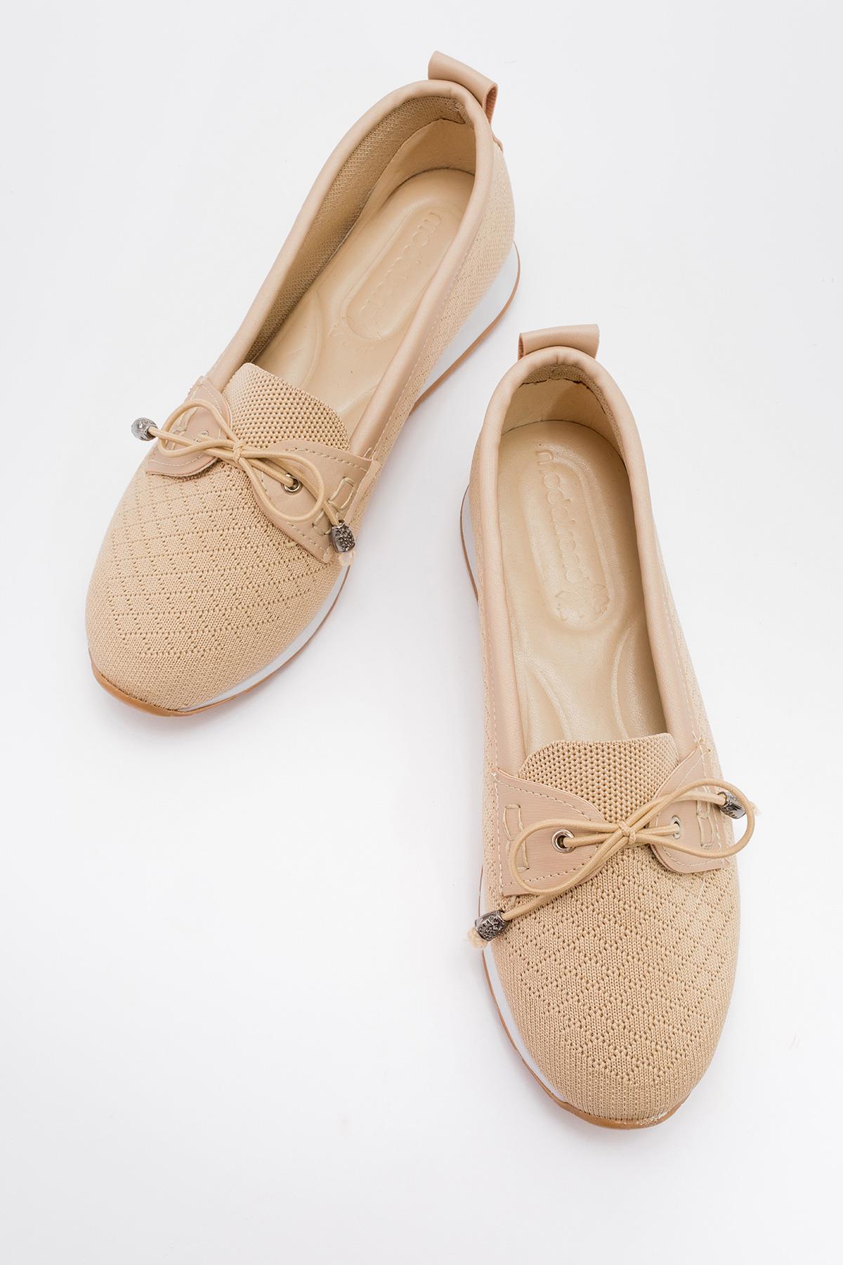 Kaydırmaz Taban Taşlı Kadın Babet NUDE - Görsel 6