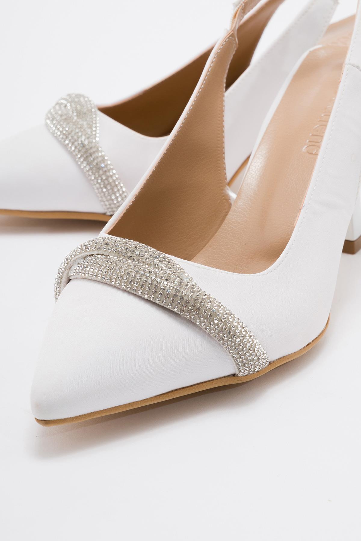 Kadın Taşlı Topuklu Ayakkabı BEYAZ ZRA - Görsel 4